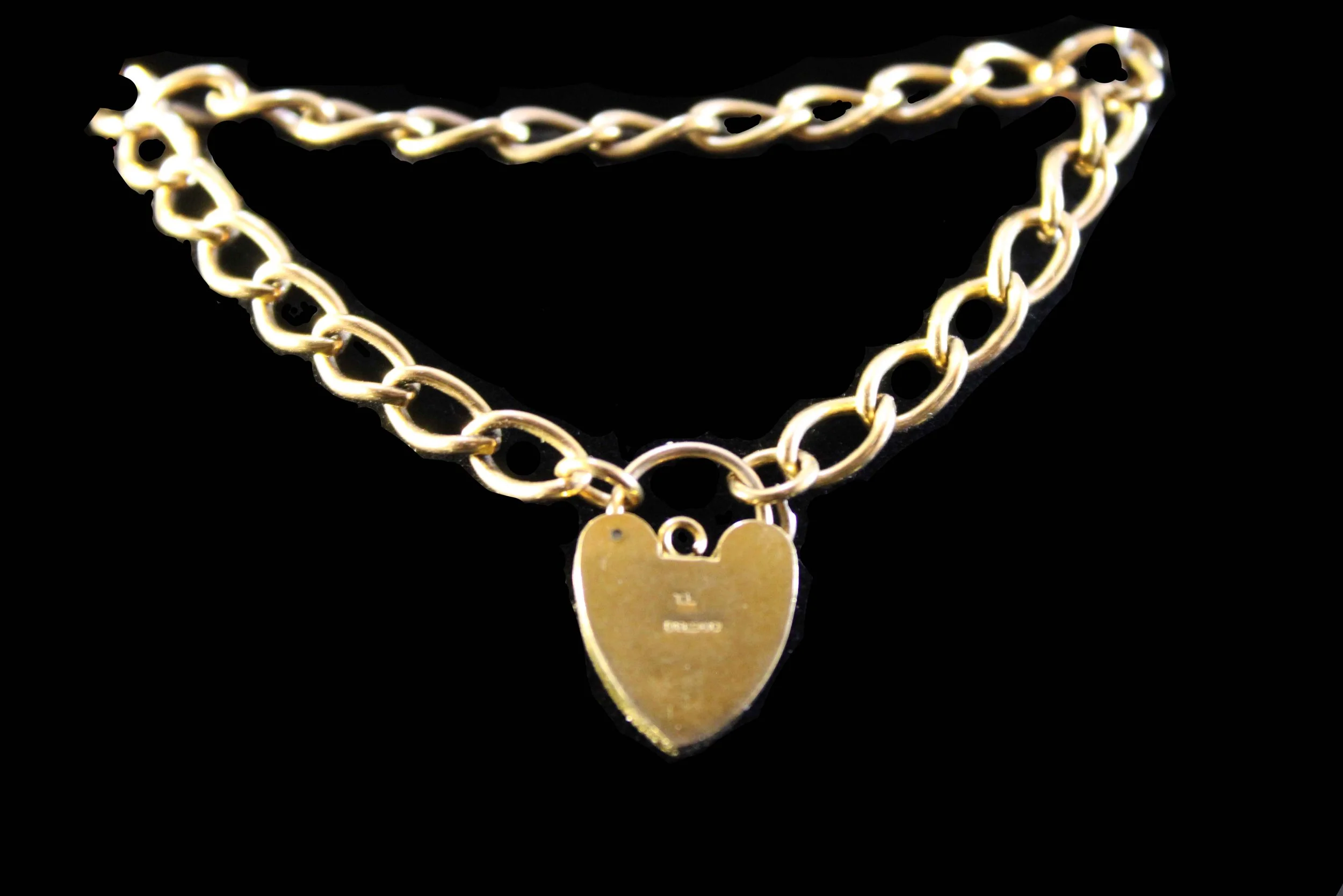 Hallmark Gold Curb Link Bracelet with Heart Padlock