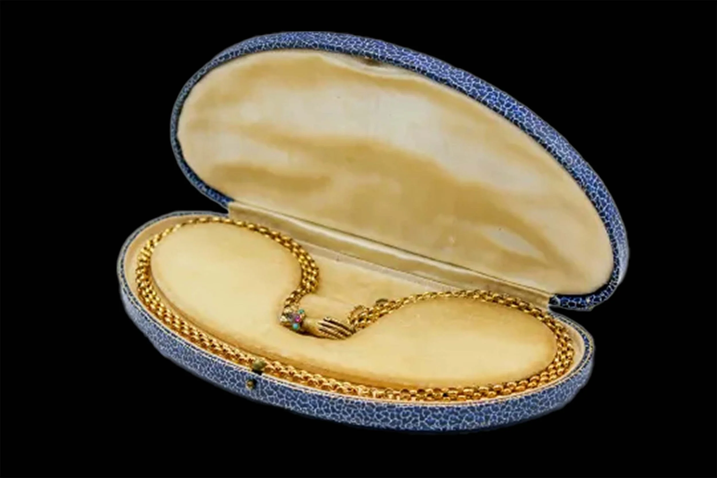 14K Gold Victorian Hand Necklace