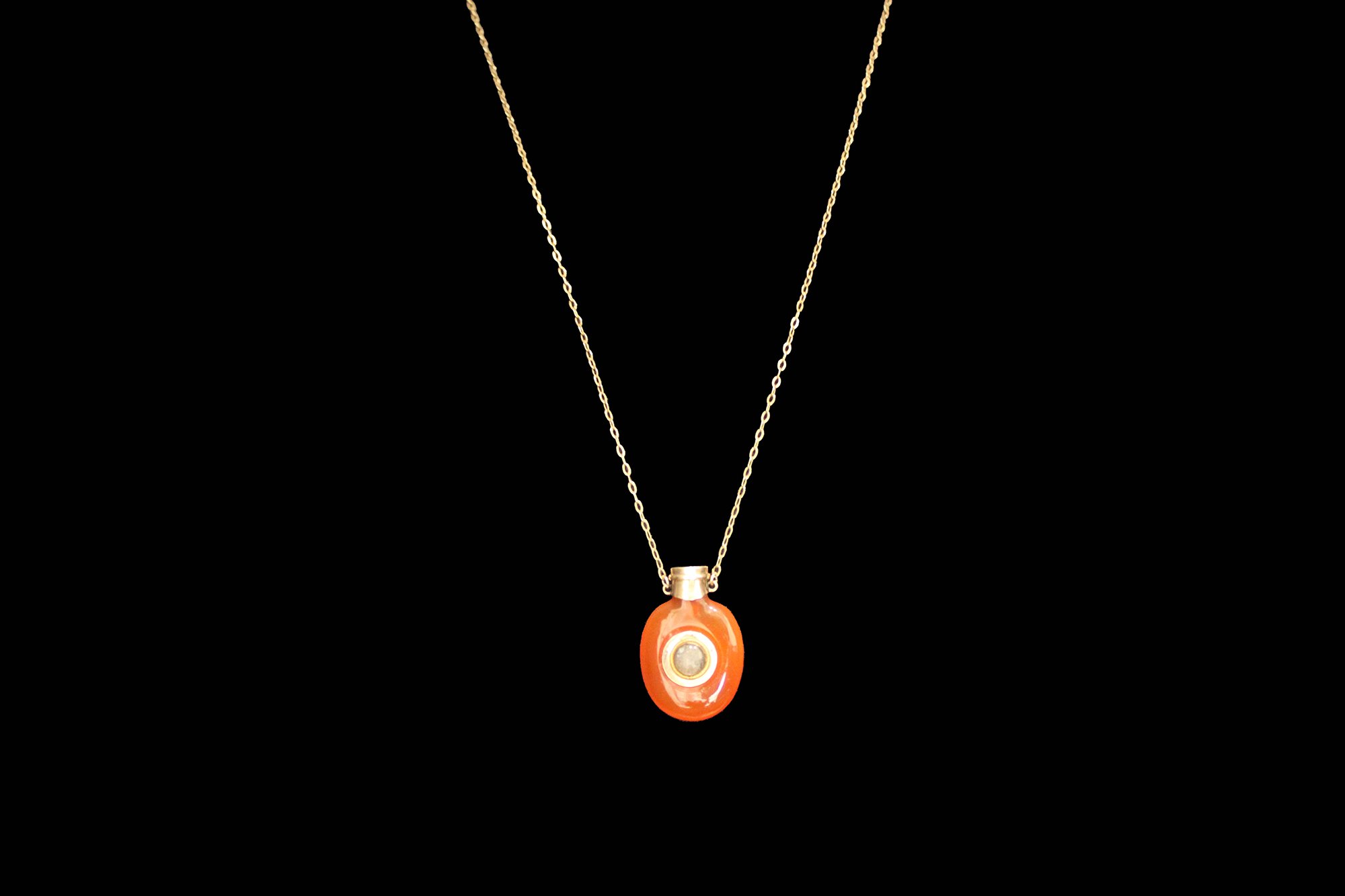 carnelian scent bottle on long chain