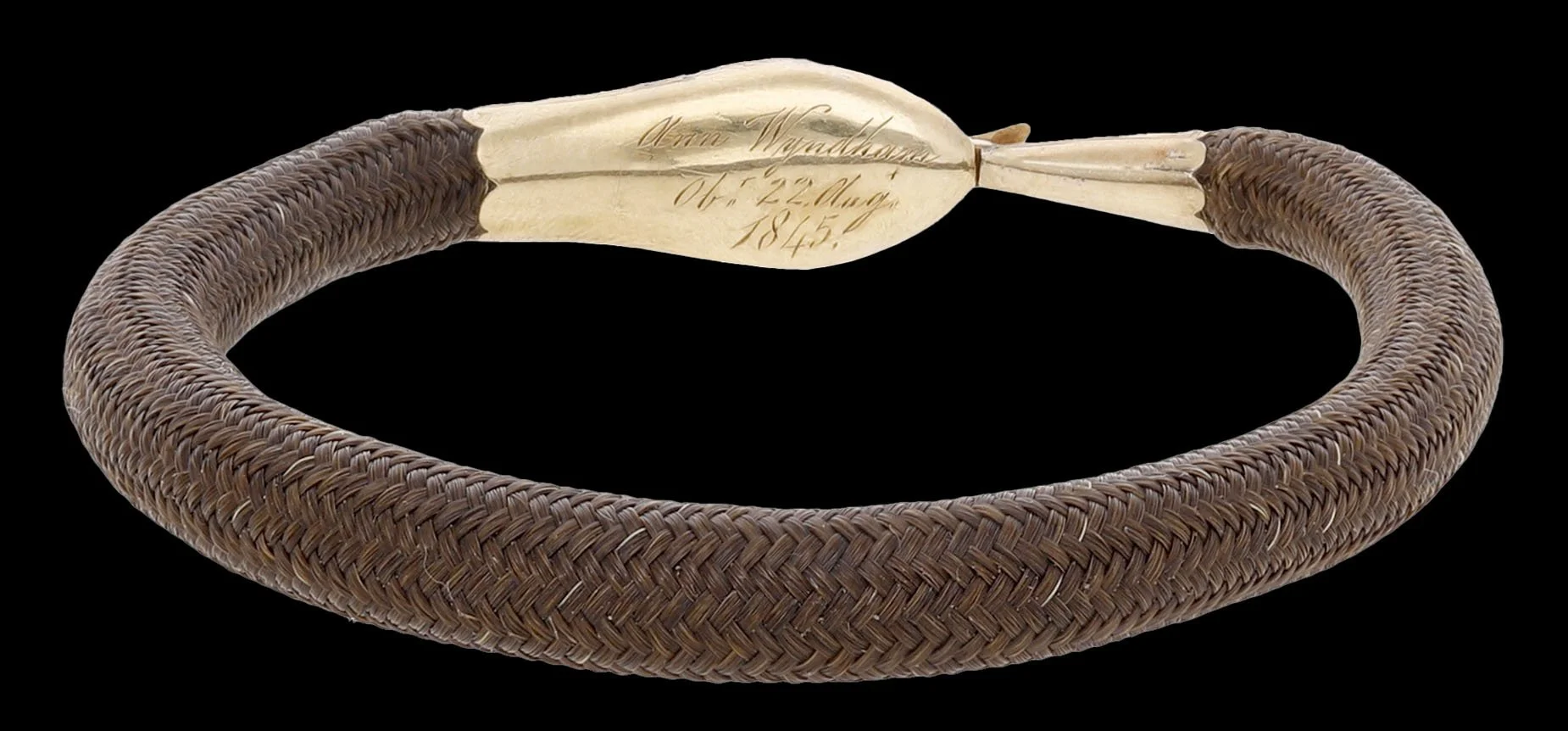 Ouroboros Hairwork Bracelet dated 1845