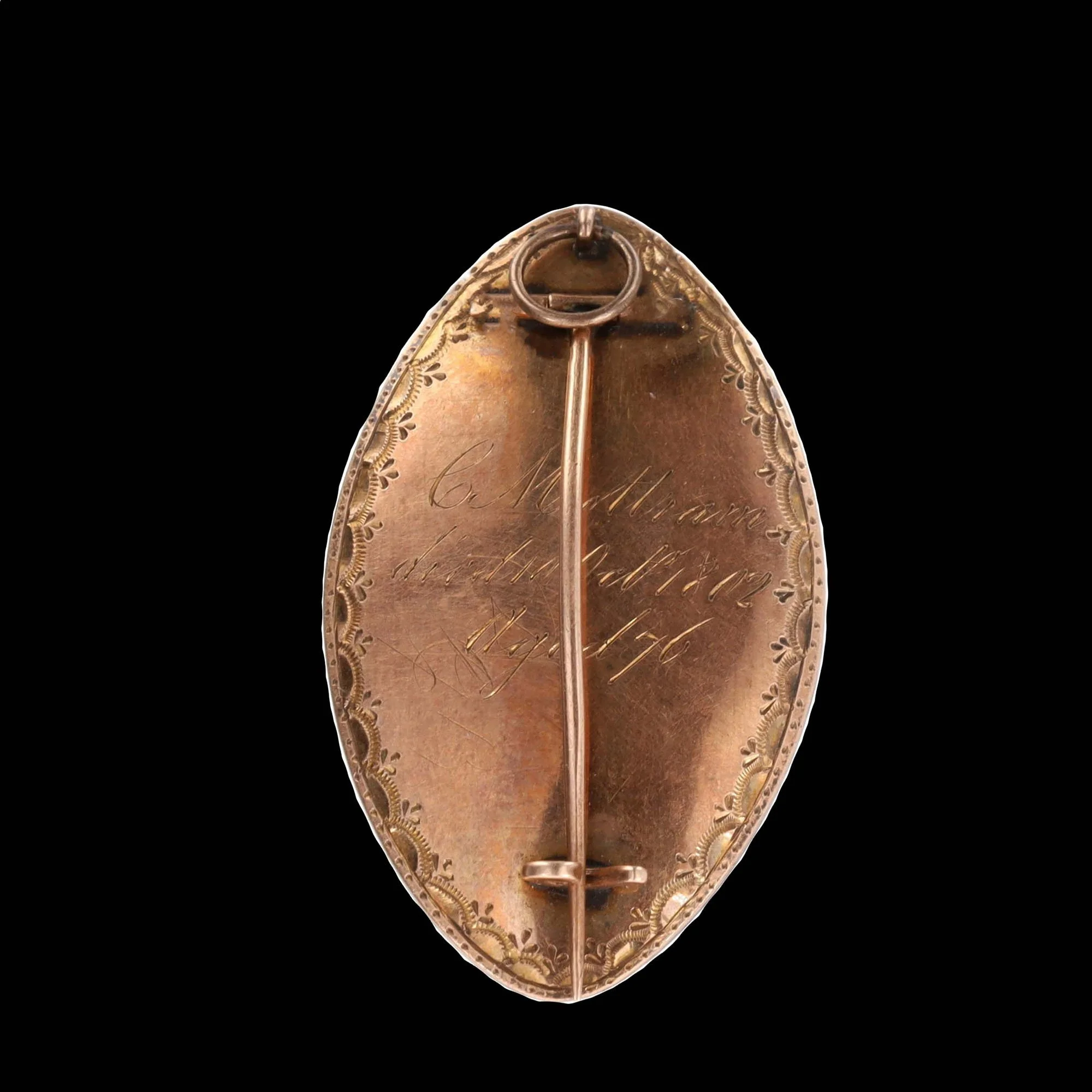 Inscribed Back Dated 1802 9K Gold Sepia Mourning Locket