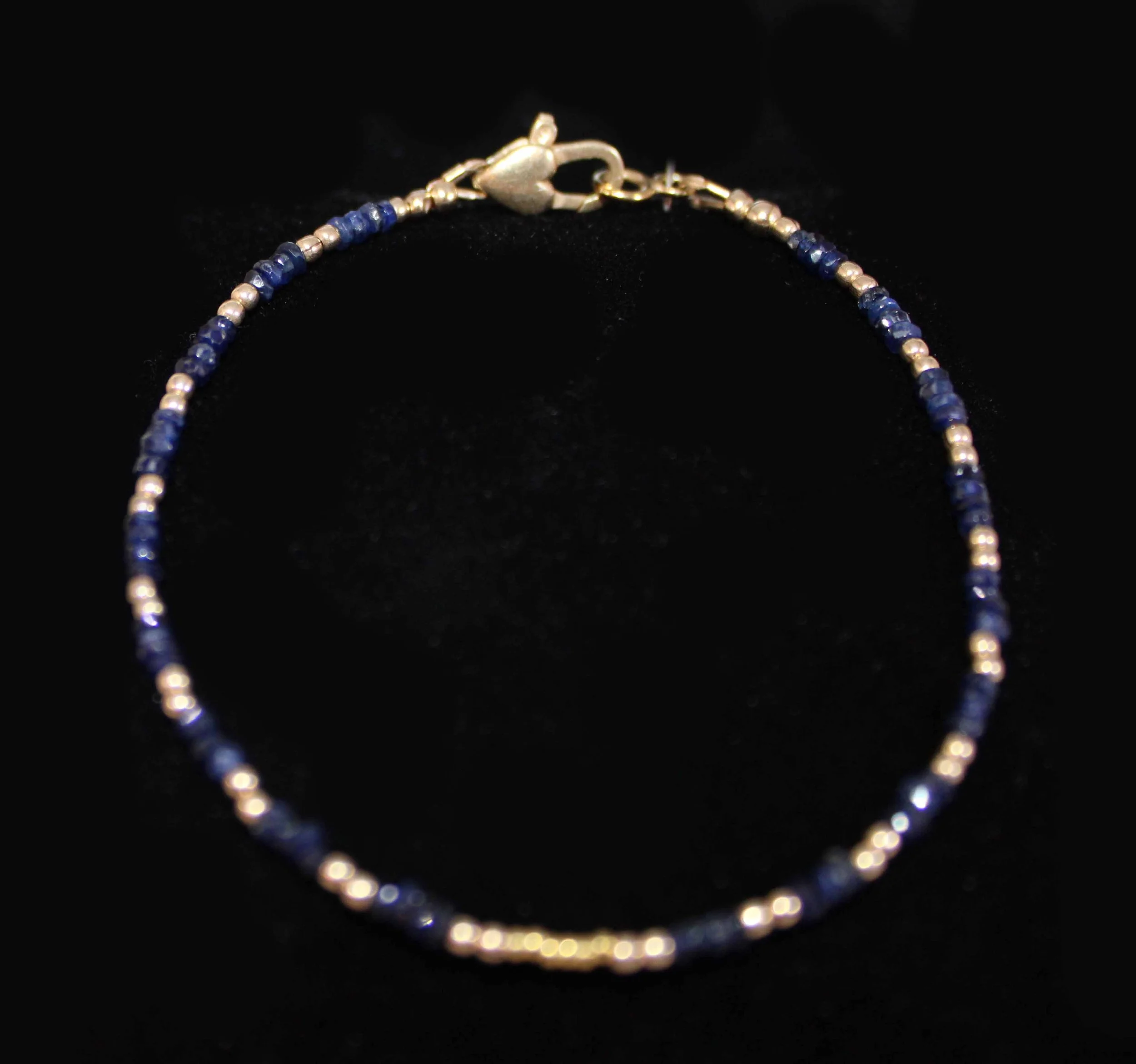 Burma Blue Sapphire Bracelet with 14K Gold beads