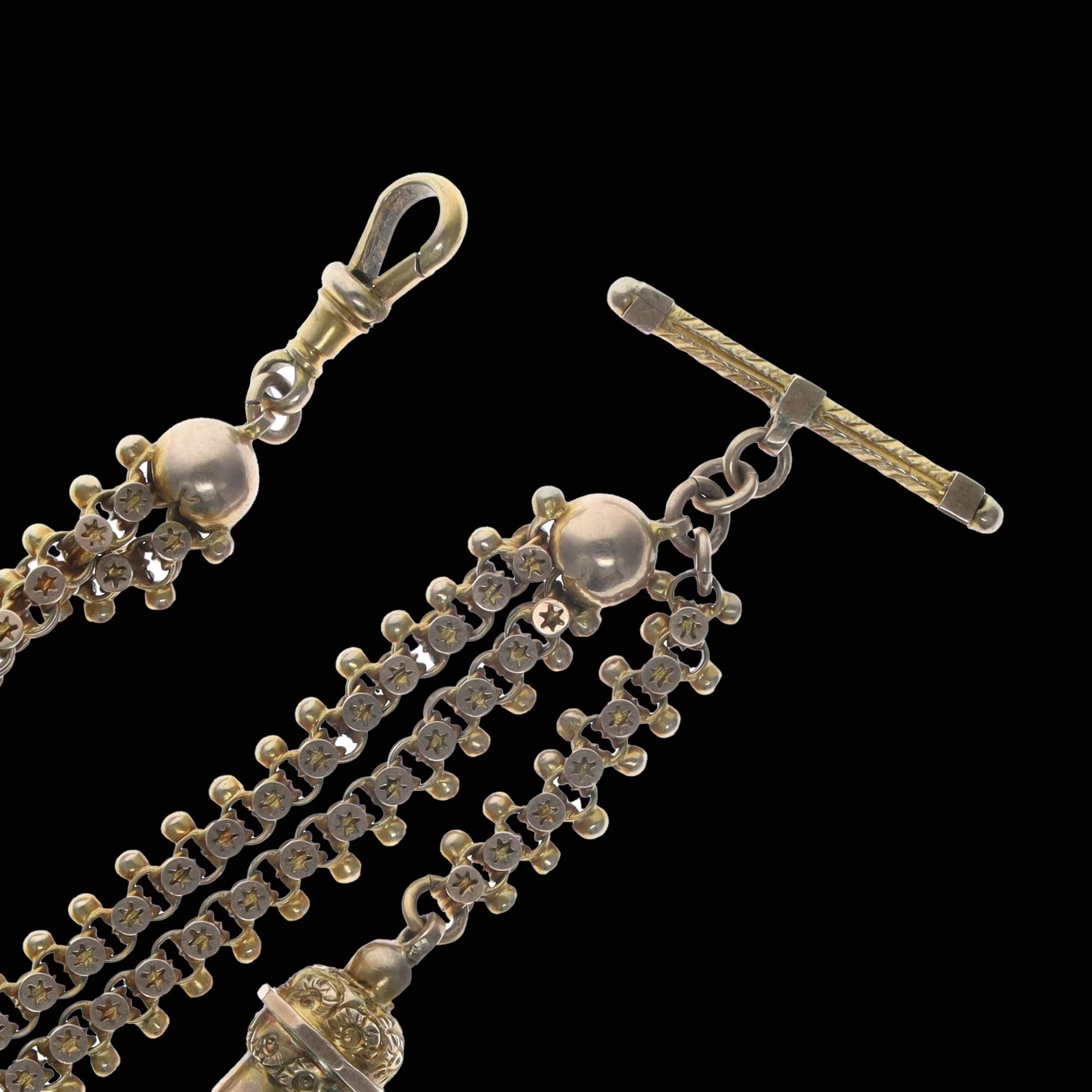 Antique Victorian Albertina bracelet showing original T-bar and dog clip clasp