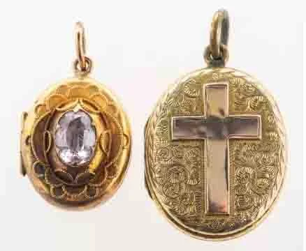 2 Victorian 9K Gold Lockets