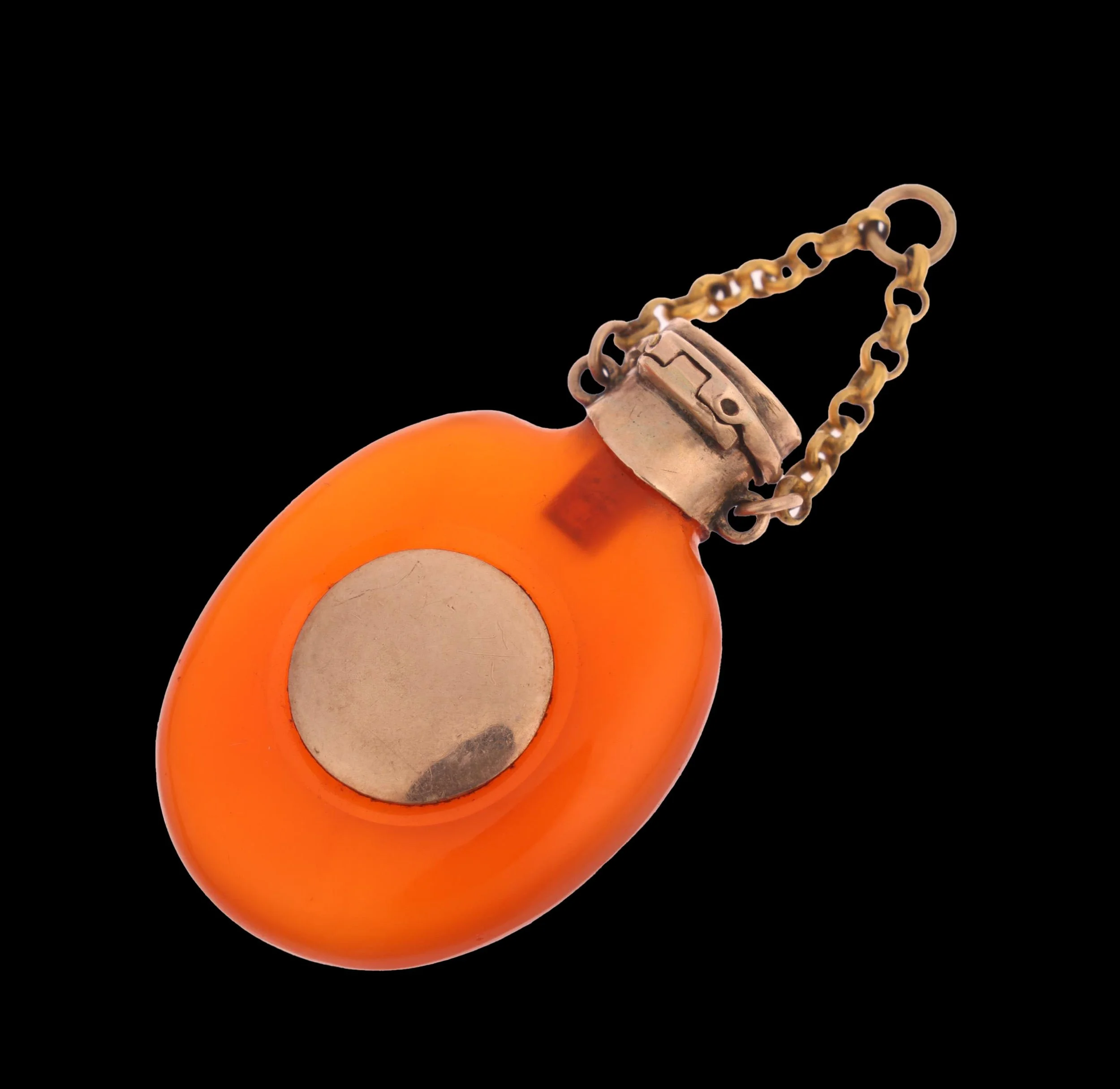 Georgian miniature gold mounted carnelian mourning locket scent flask