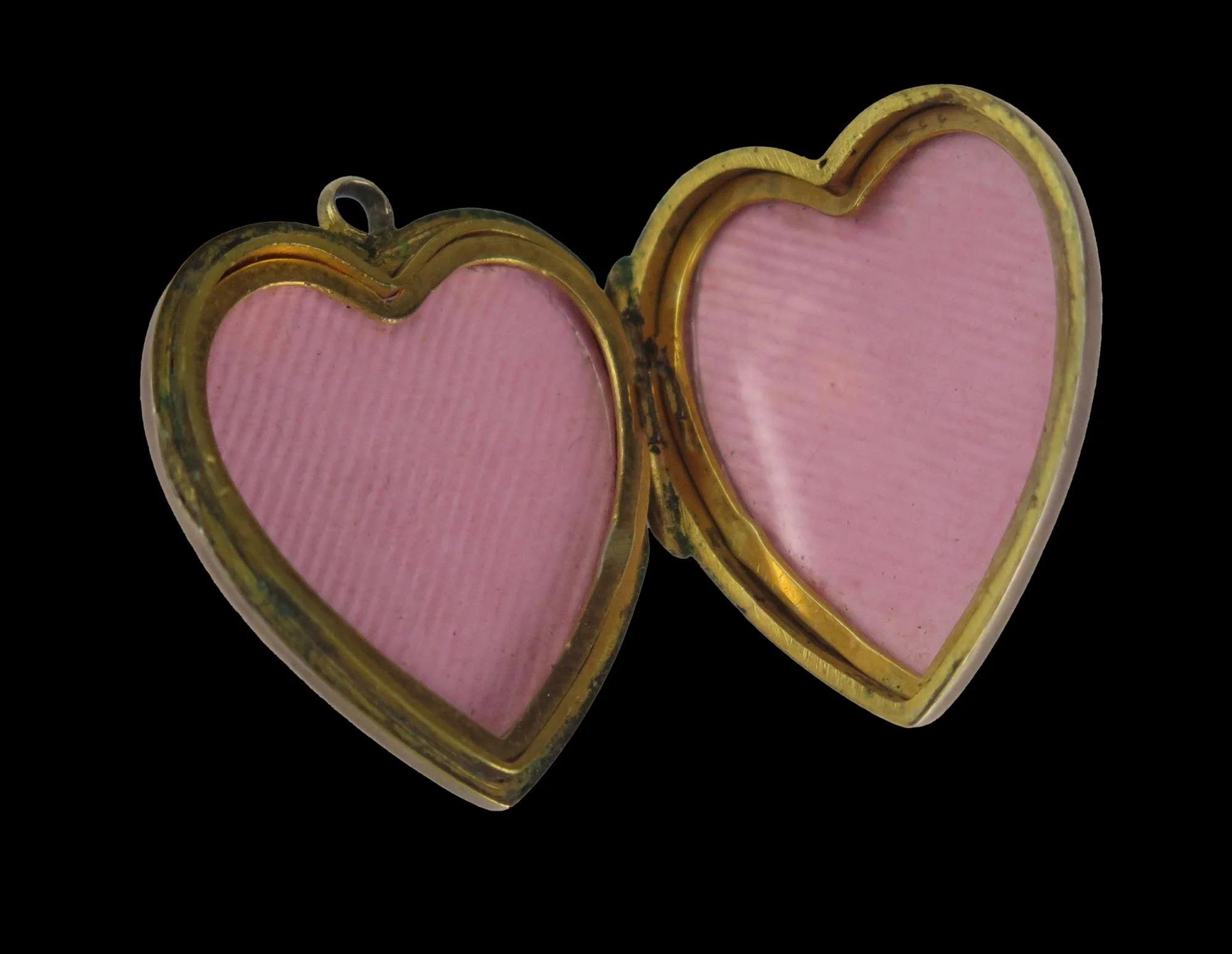 Victorian Heart Locket Inside Pink Silk