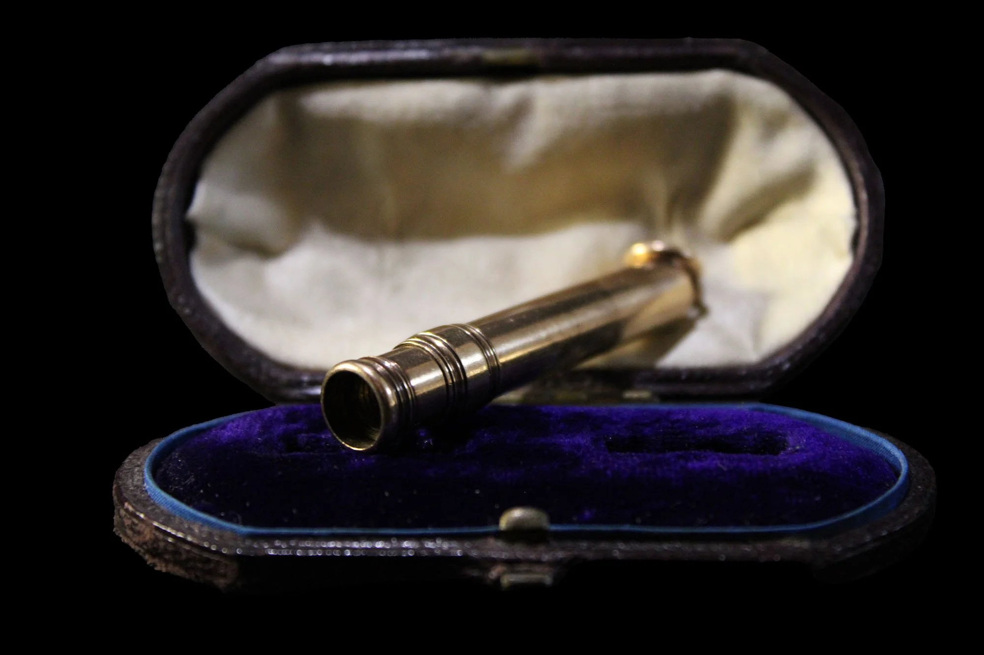 edwardian gold pencil holder and antique jewelry case