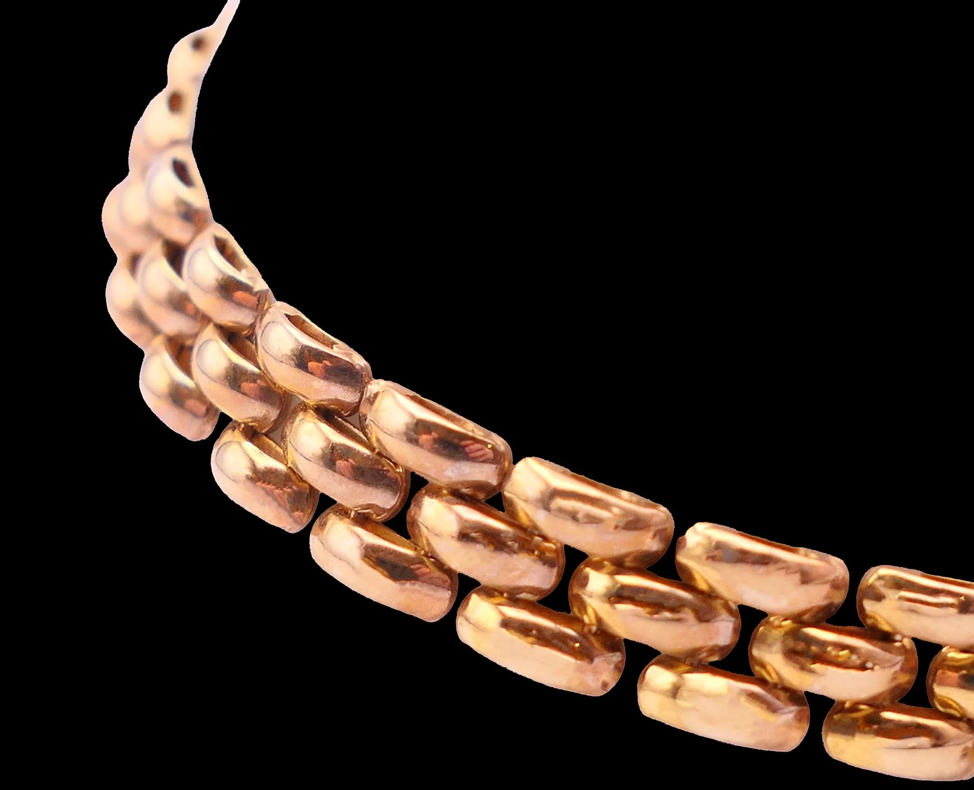 Antique gold bracelet curb links close-up Victorian