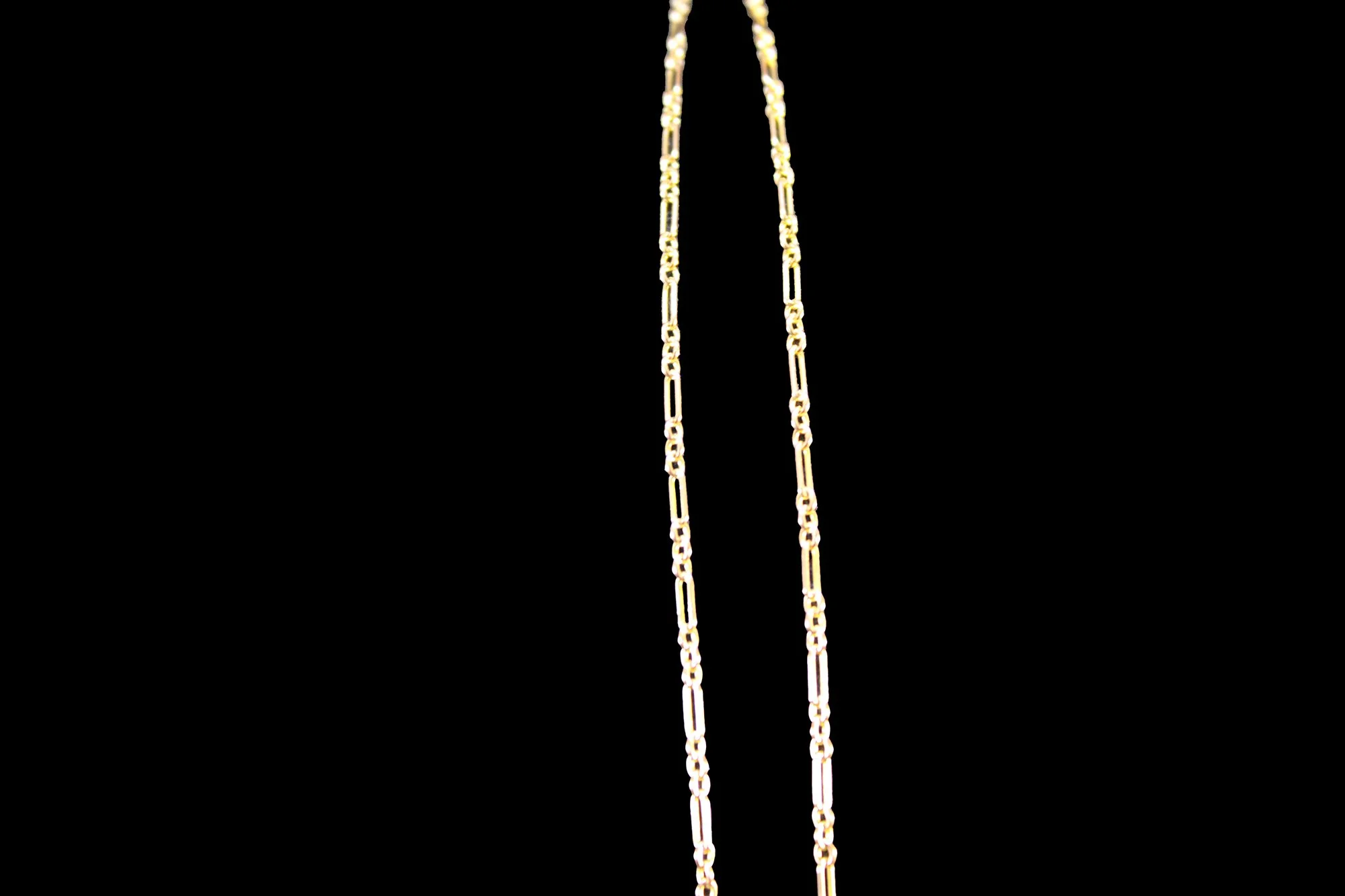 Long view Victorian Barrel Clasp on Figaro link chain