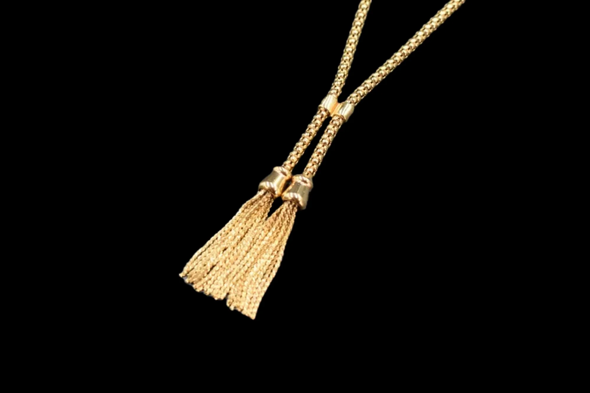 Vintage Italian 9K Gold Tassel Necklace