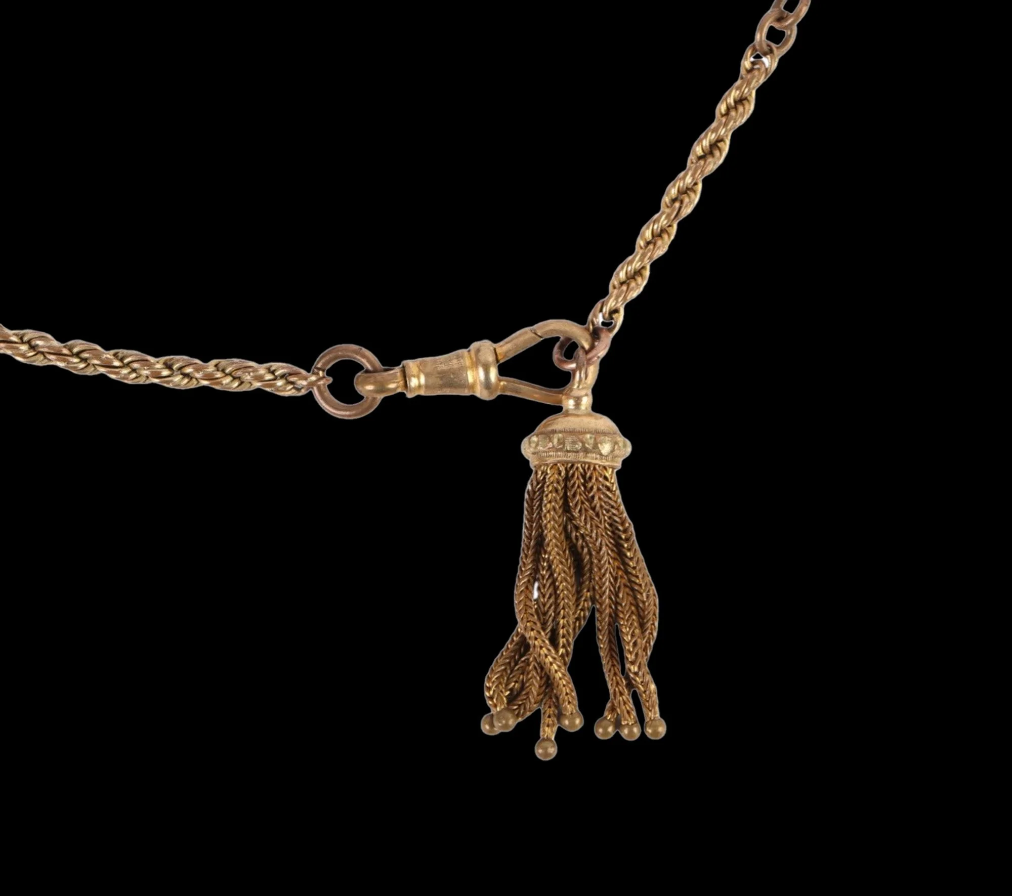 Victorian Gold-Filled Albertina Watch Chain with Tassel