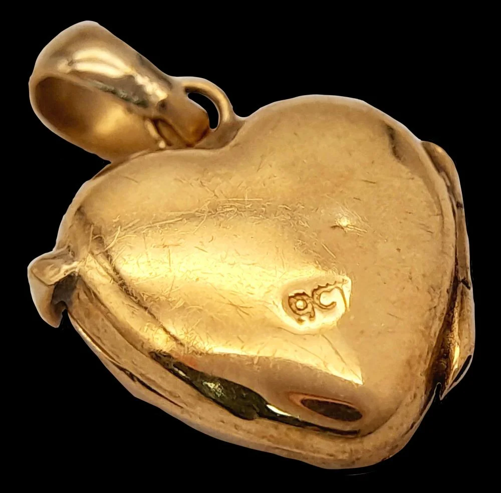 Victorian Heart Locket with 9K Gold Makers Mark