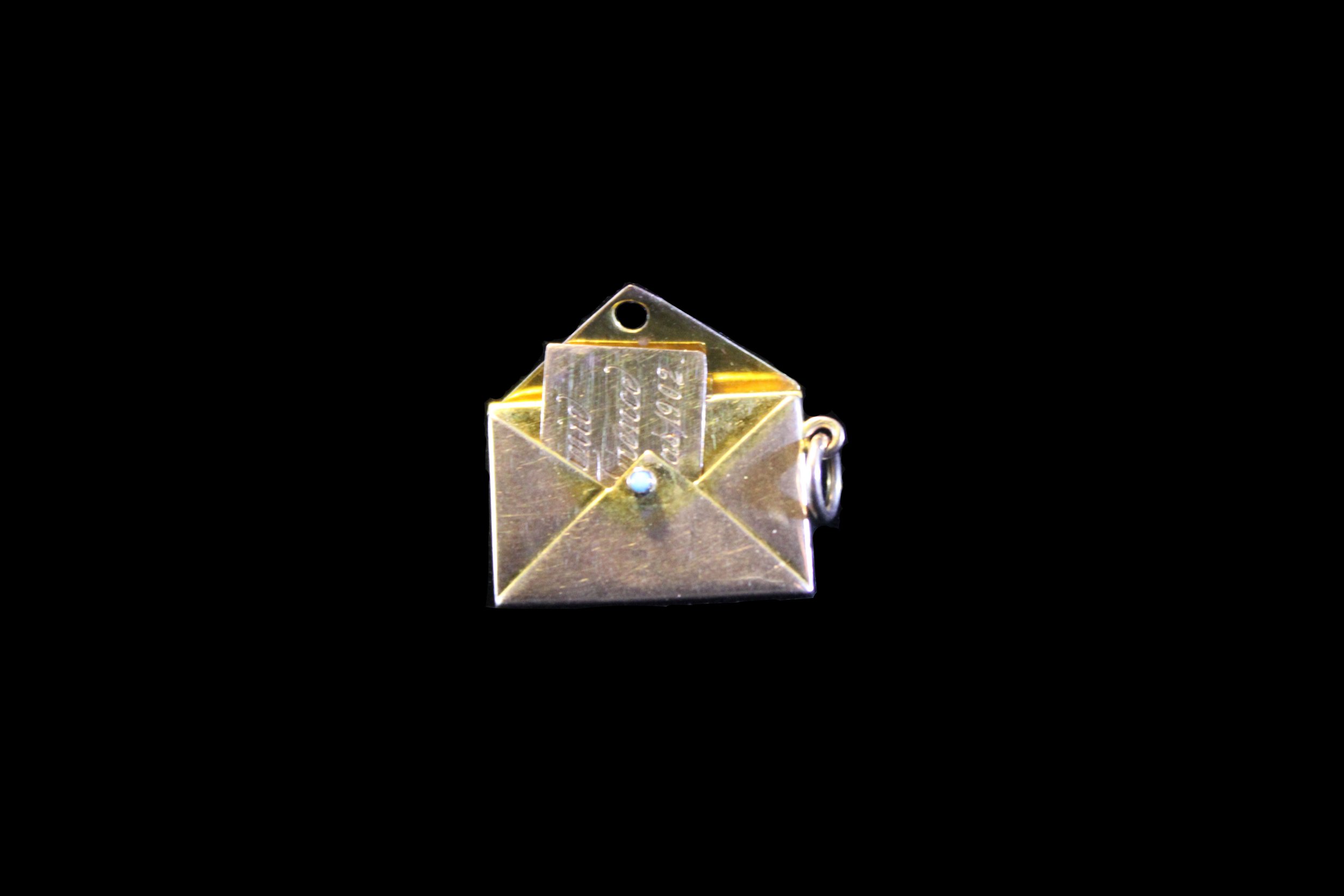 9K Gold Antique Secret Envelope & Note Pendant