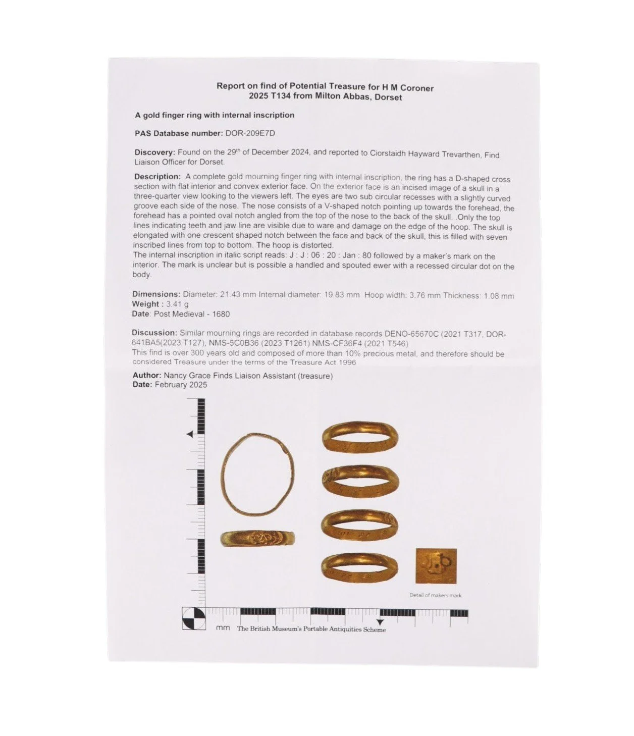 British Museum PAS treasure report gold mourning ring Dorset 2024