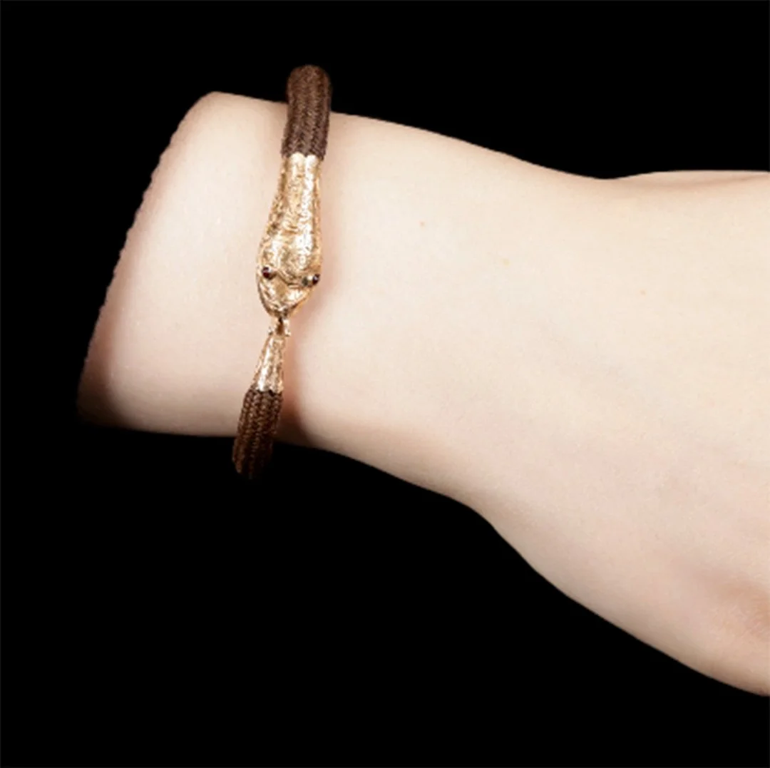 Ouroboros Hairwork bracelet on wrist