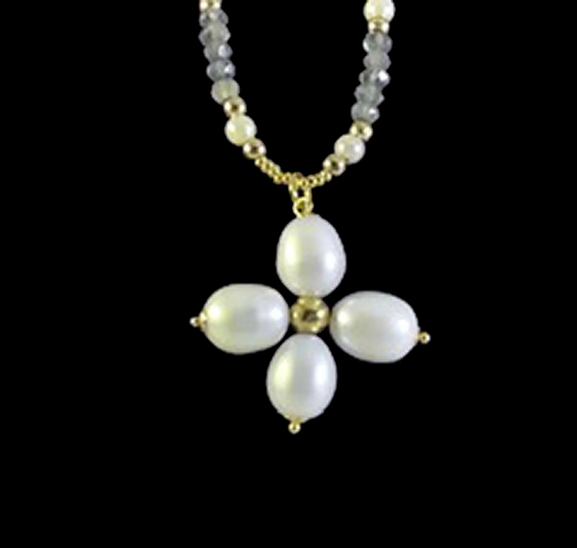 Handcrafted Labradorite and Pearl Charm Bracelet