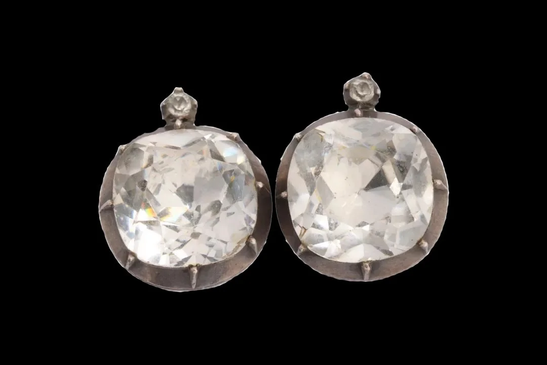 Georgian Gold and Silver Foil-Back Paste Earrings