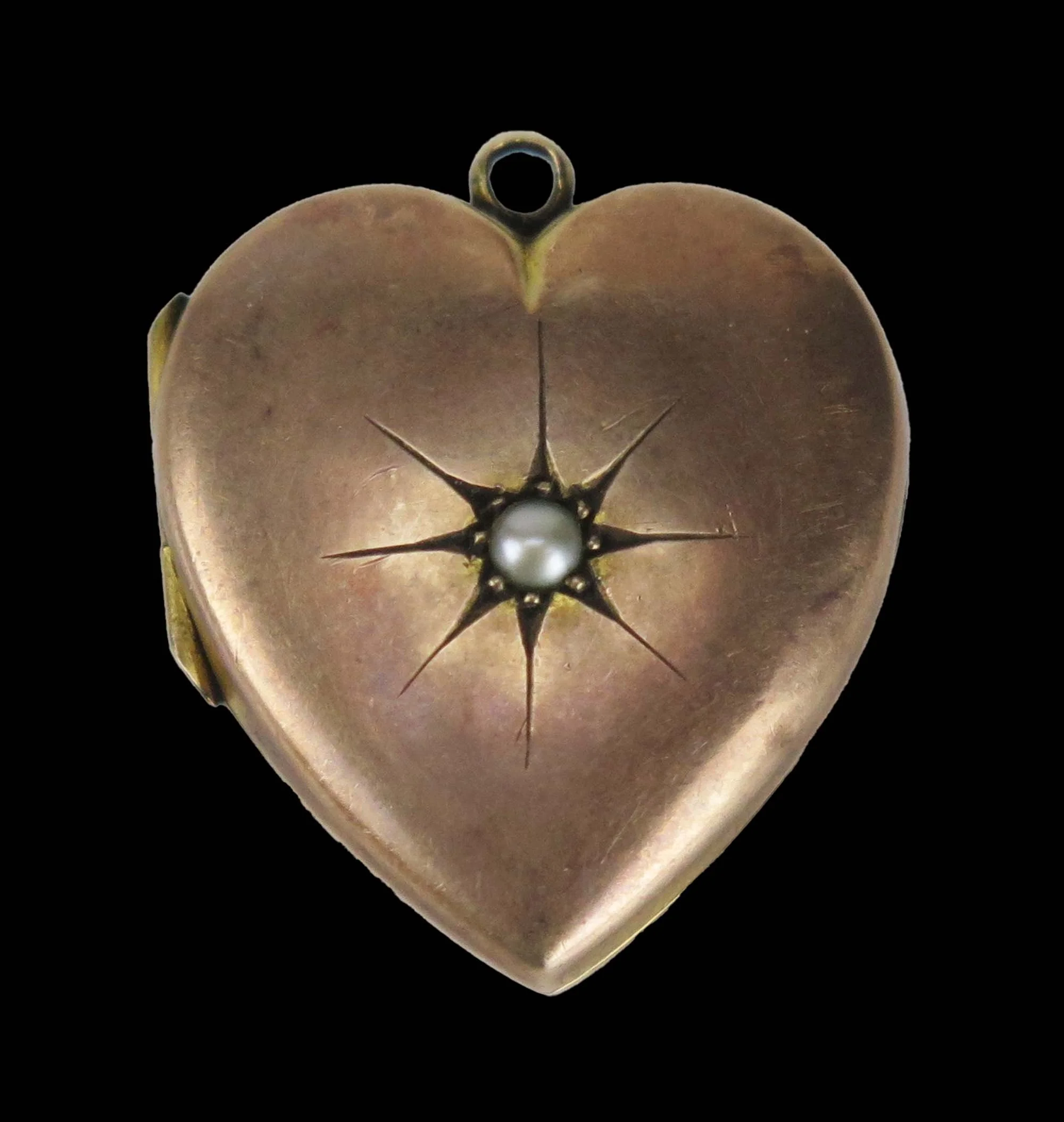 outside pearl and starburst Victorian Heart Locket