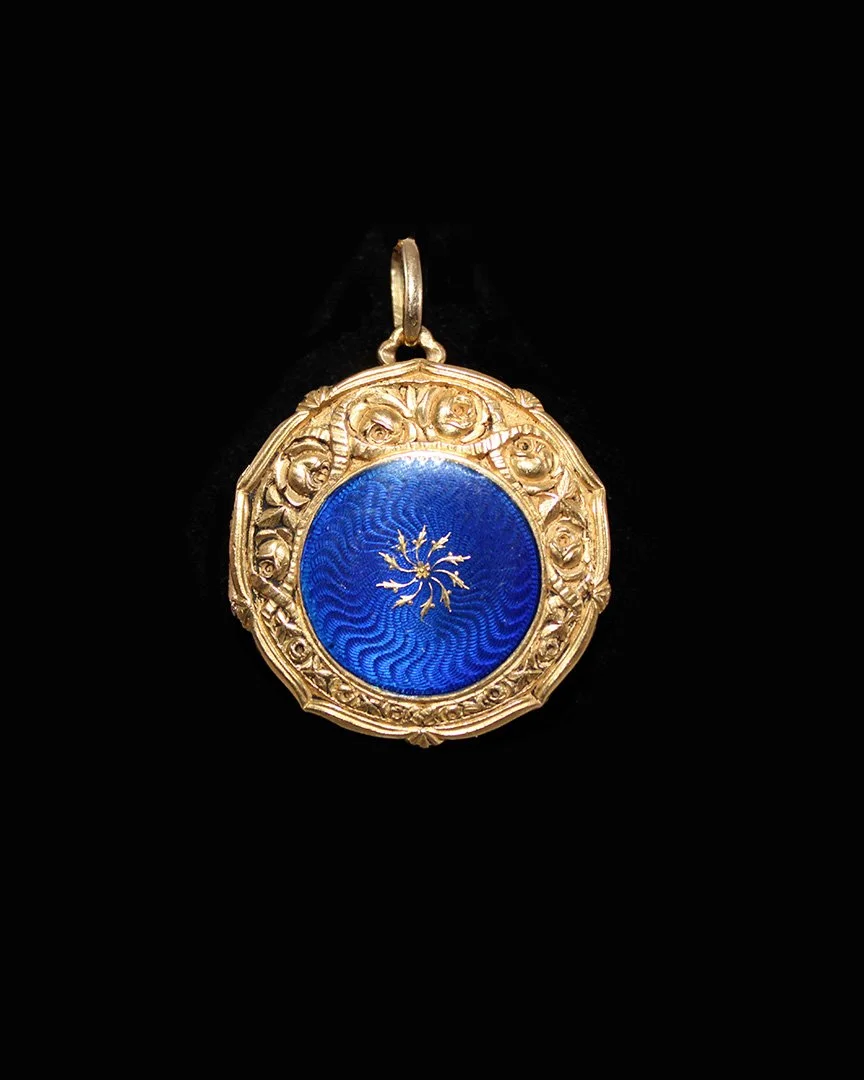 Blue Guilloche Locket