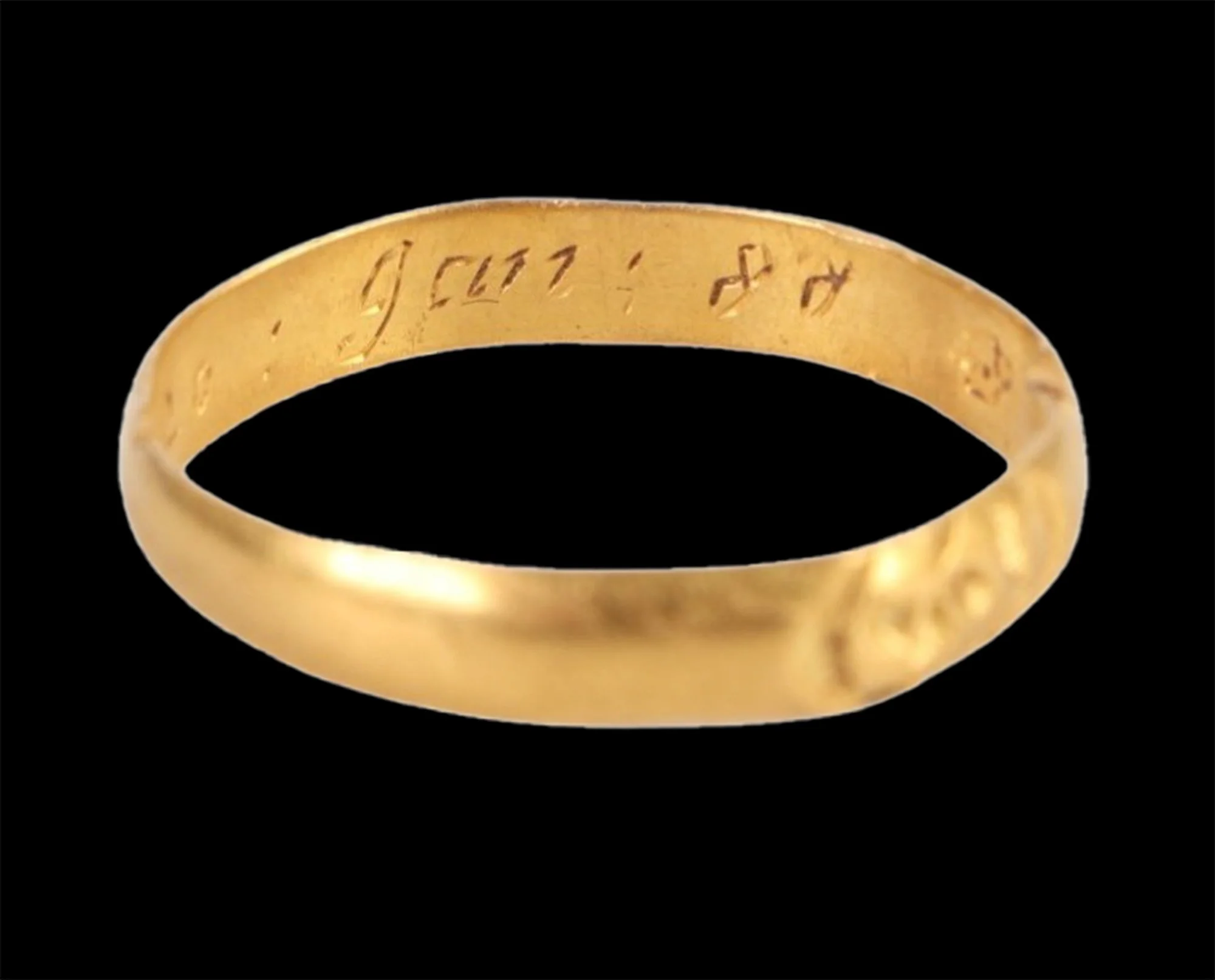 interior inscription J J 06 20 Jan 1680 antique mourning ring