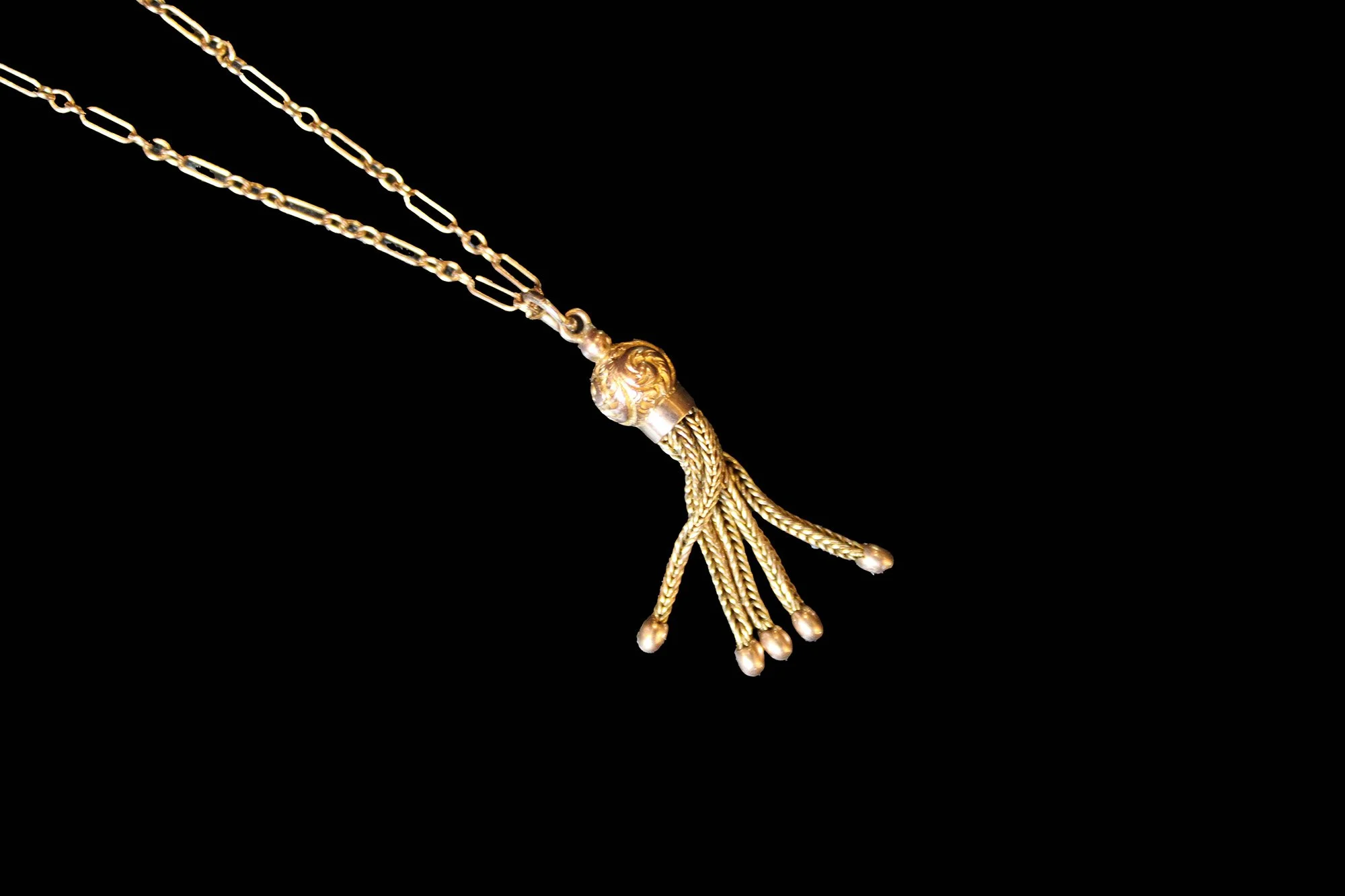 Full View Victorian 9K rose gold tassel pendant