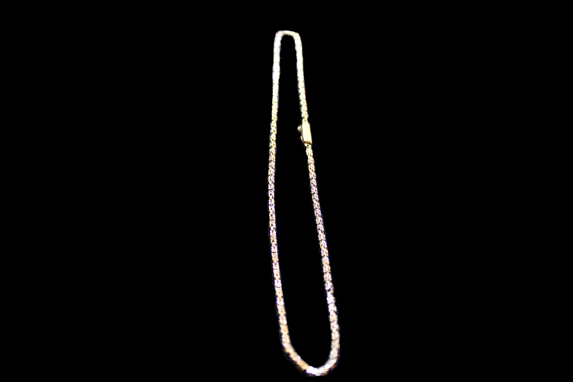 front view Byzantine Chain with box clasp with figure eight safety latch