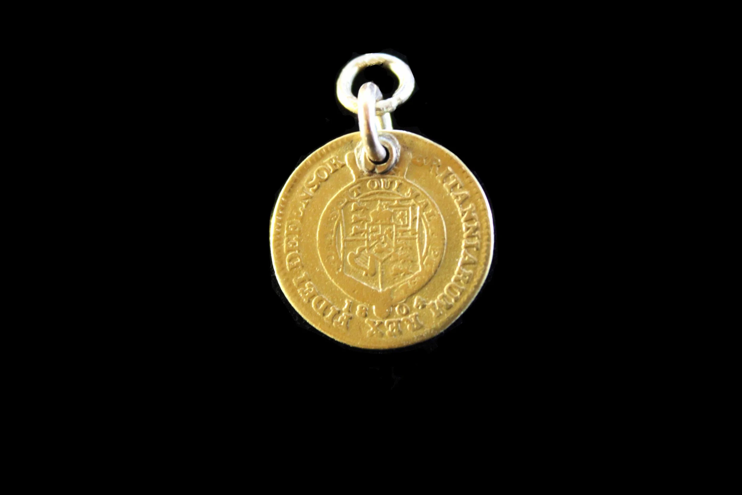 Antique 1804 gold half guinea coin converted into a wearable pendant