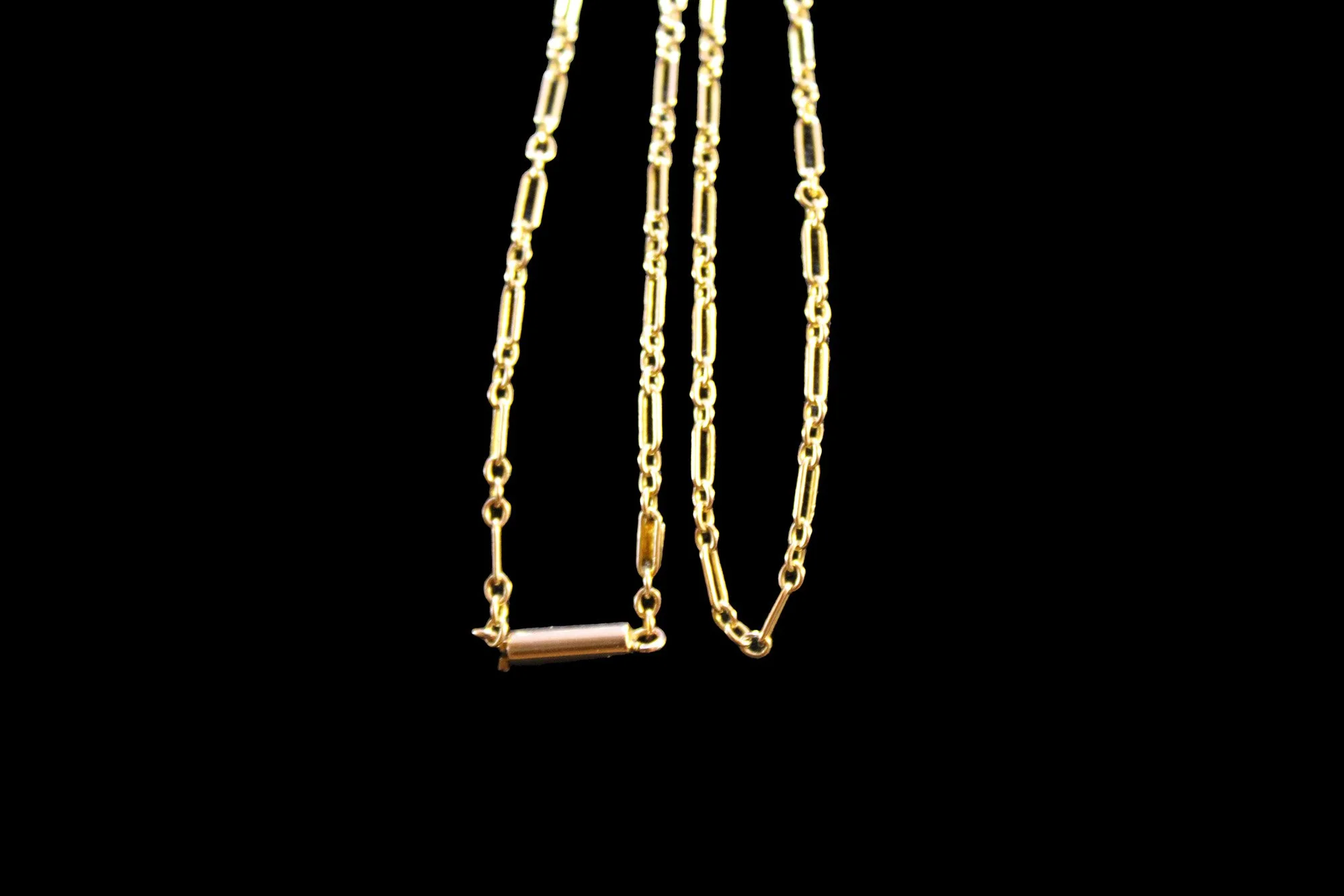 Victorian Barrel Clasp on Figaro link chain with hallmark