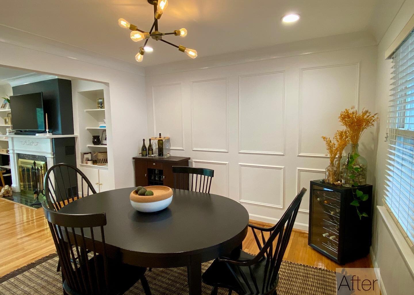 Dining room: After -&gt; Before

Trim accent wall, recessed lighting and fresh paint makes all the difference. 

#fieldstonehomesolutions #homeimprovement #home #renovation #maintenance #remodel #installation #repair #realestate #handyman #handymanse