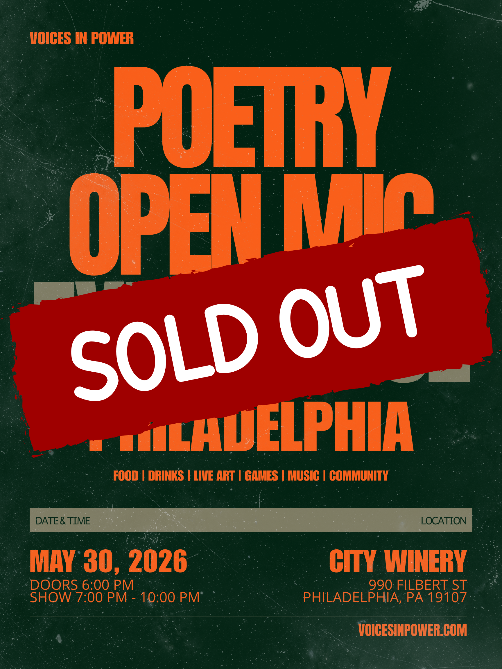Philadelphia - a Poetry Open Mic Experience | Voices In Power (SOLD OUT)