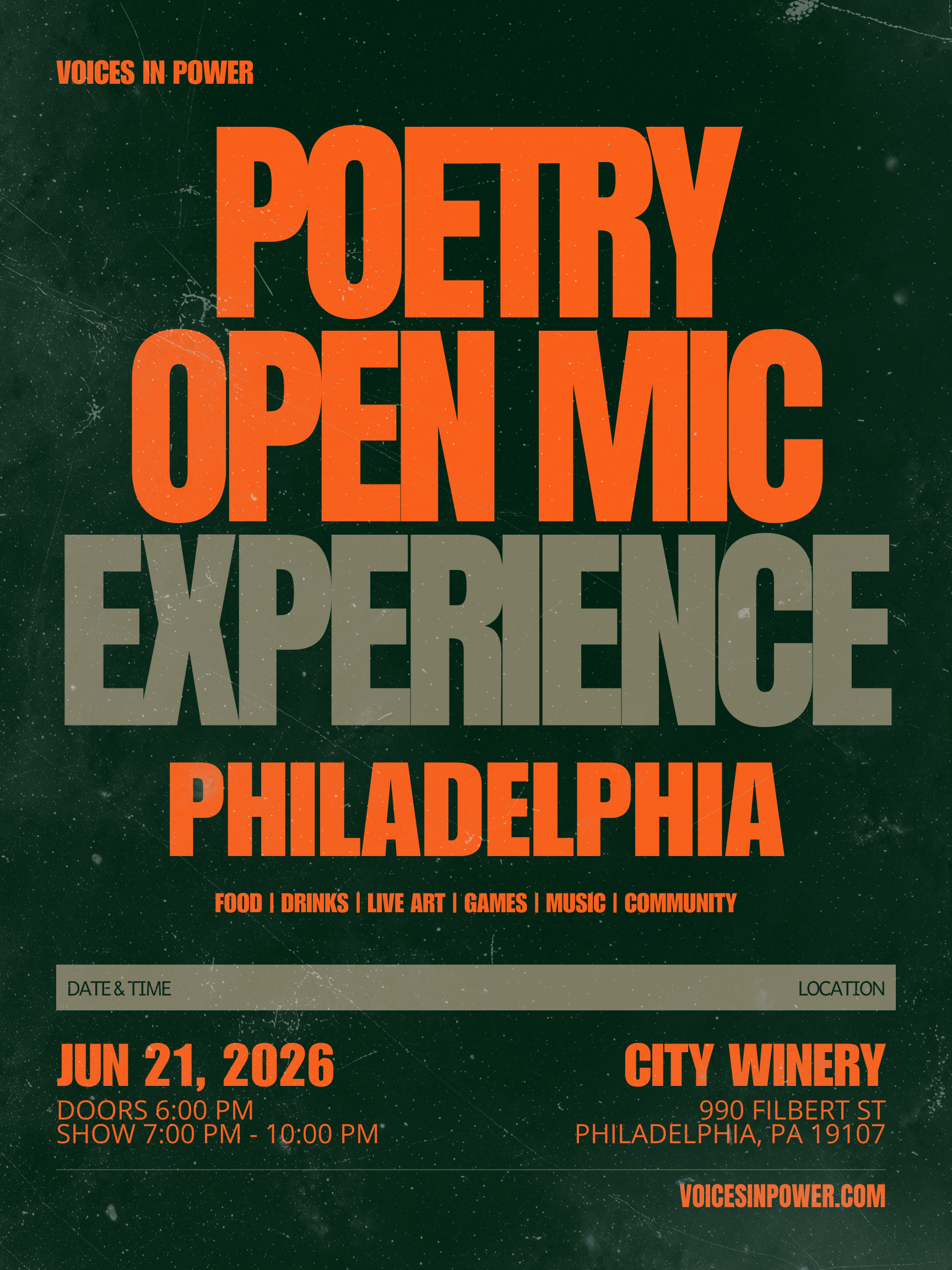 Philadelphia - a Poetry Open Mic Experience | Voices In Power 