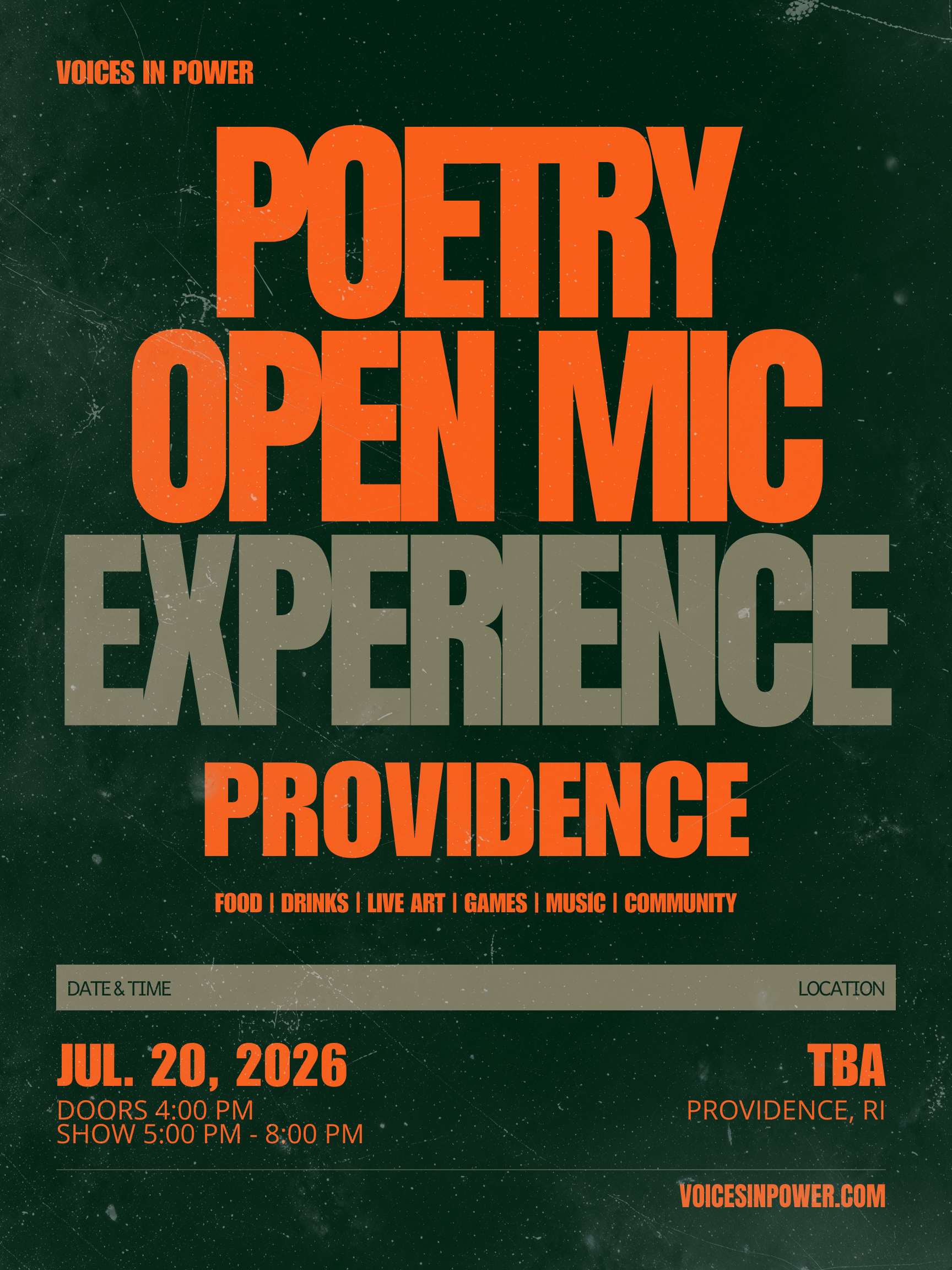 Providence — a Poetry Open Mic Experience Ticket | 07.20.2026