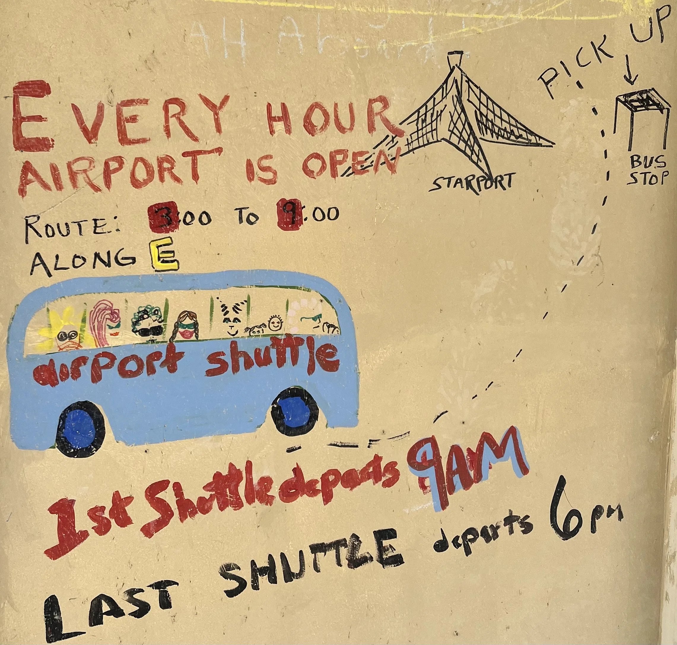  Cute sign at the BxA shuttle bus stop in 2023 