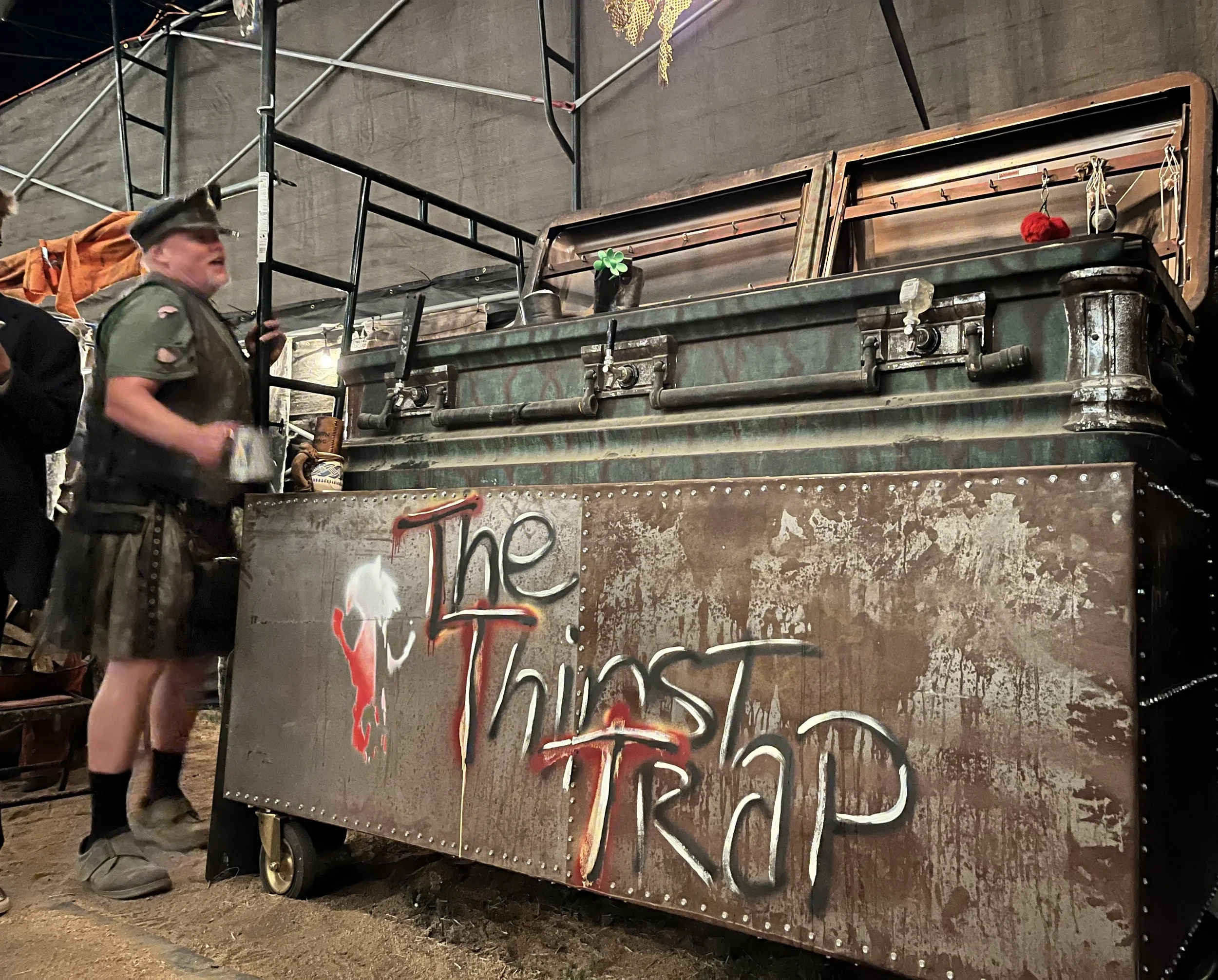  A casket turned into a bar with taps installed @ Wasteland! 