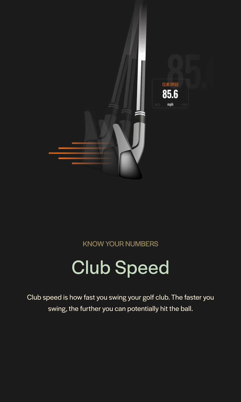 Club speed is how fast you swing your golf club. The faster you swing, the further you can potentially hit the ball.