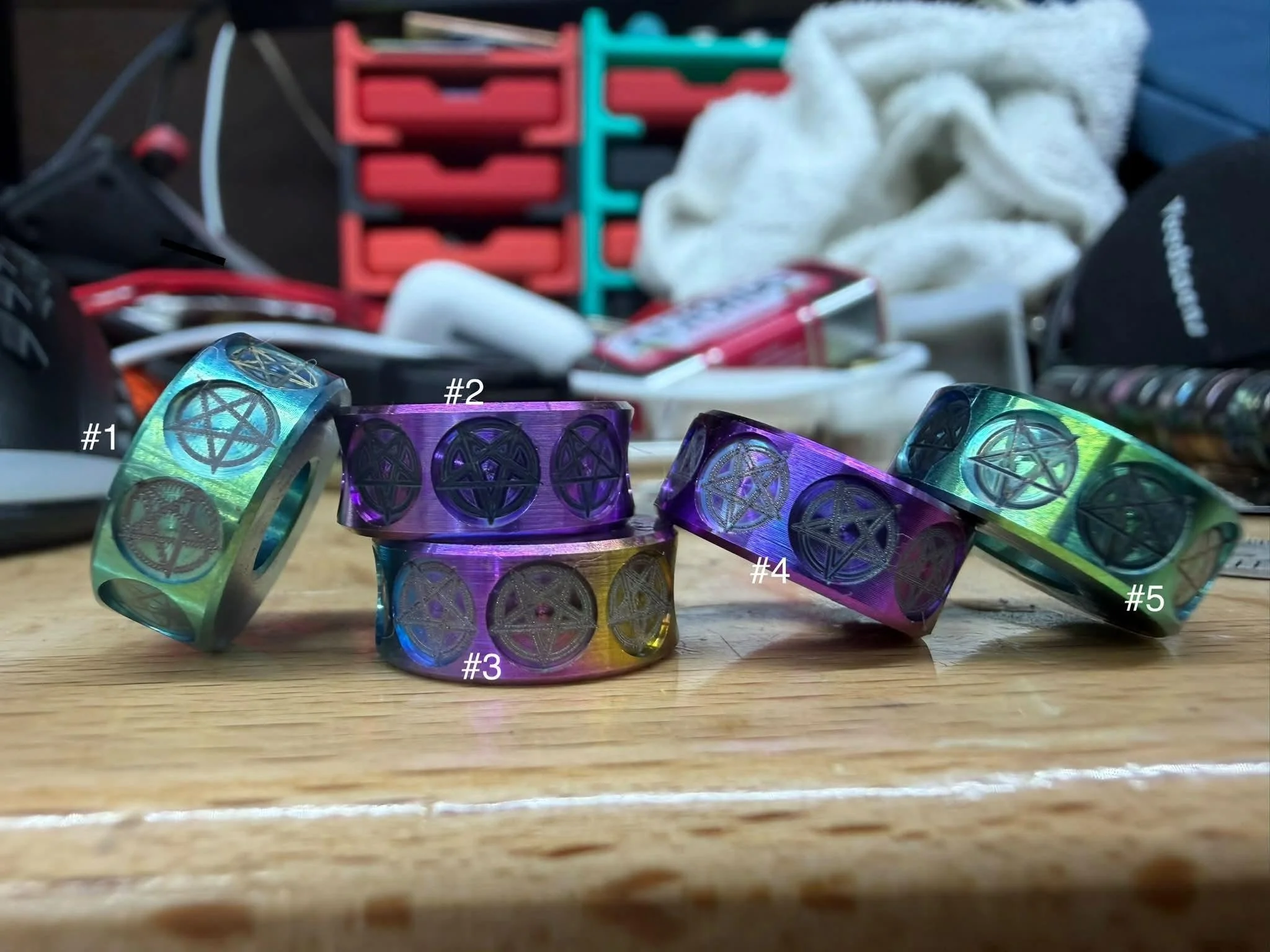 pentagram lasered Titanium prototype