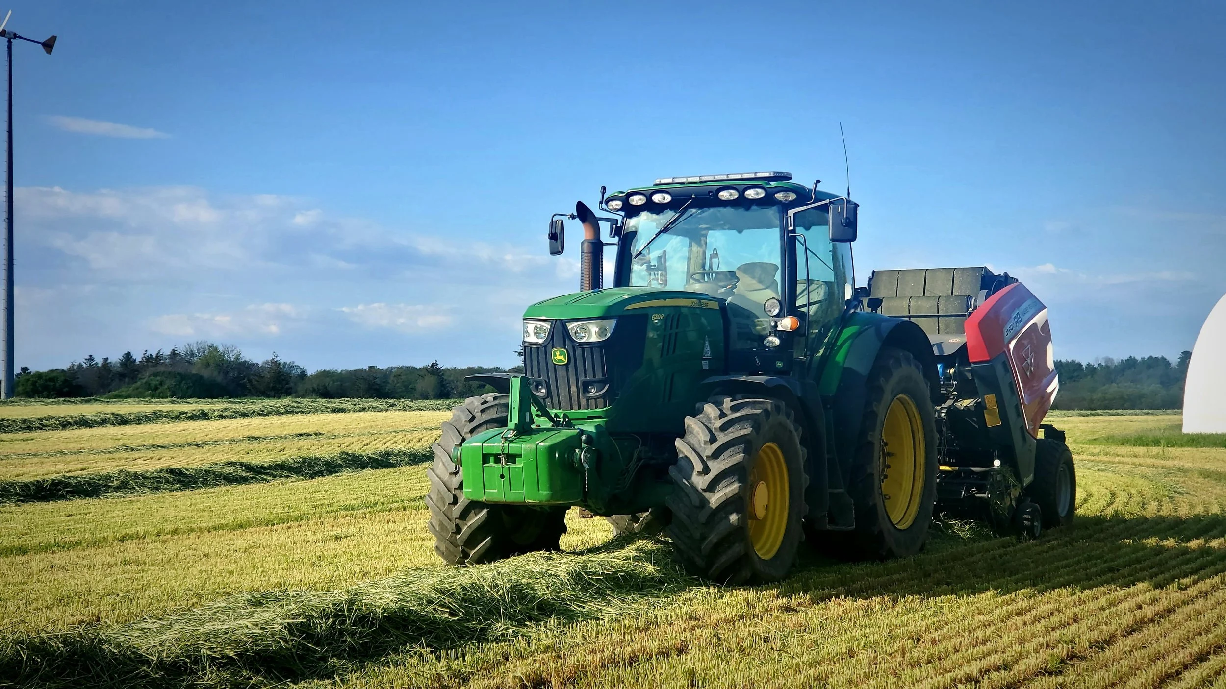 John deere 6210R massey ferguson baler baling