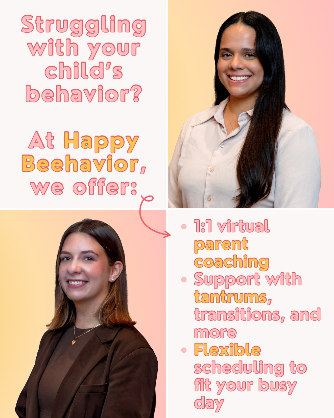 Struggling with challenging behaviors at home? You’re not alone, and you don’t have to figure it out all by yourself! We can guide you in understanding why certain behaviors happen and how to respond in ways that actually help.
Our 1:1 v
