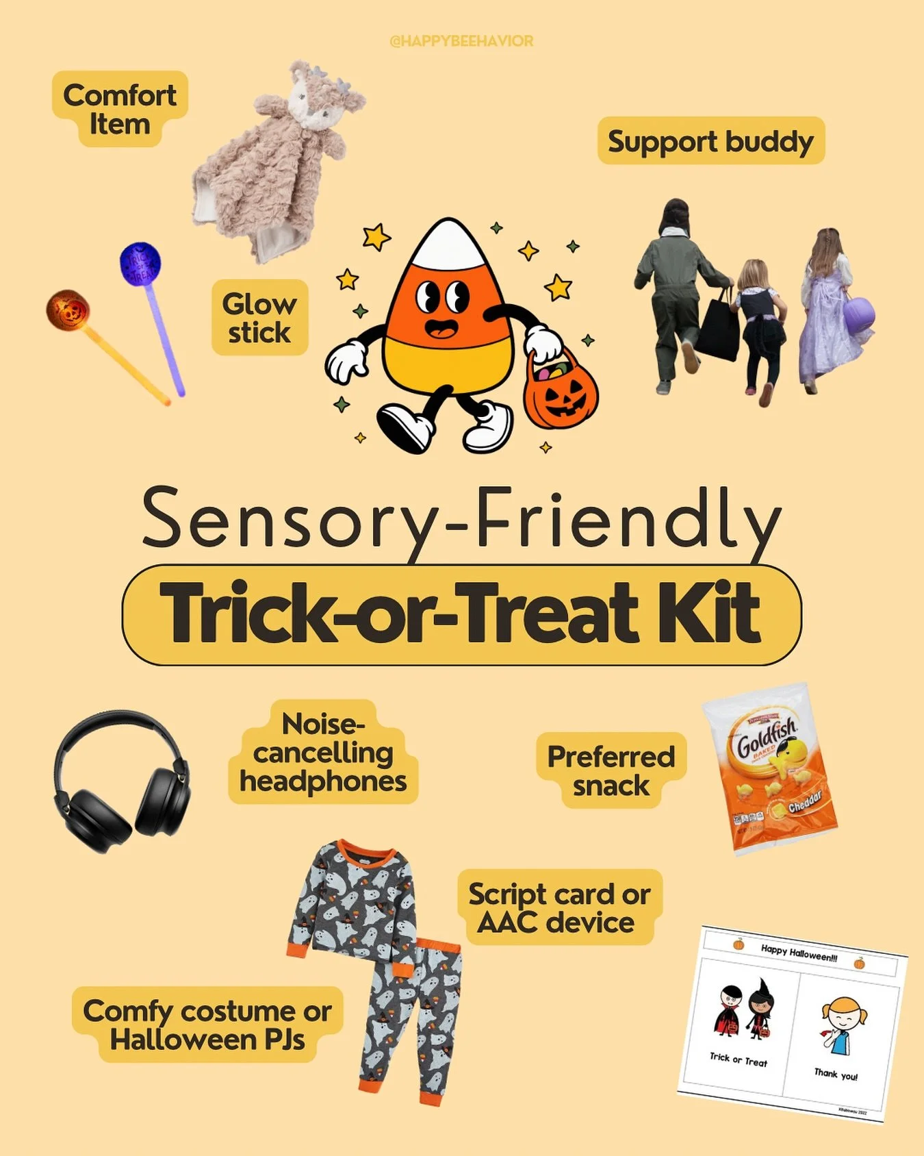 Trick-or-treating can be magical &amp;&amp; overwhelming, especially for sensory-sensitive kiddos.

A little prep goes a long way!

Here&rsquo;s what you can pack in your Sensory-Friendly Trick-or-Treat Kit to help your child feel calm, confident, an