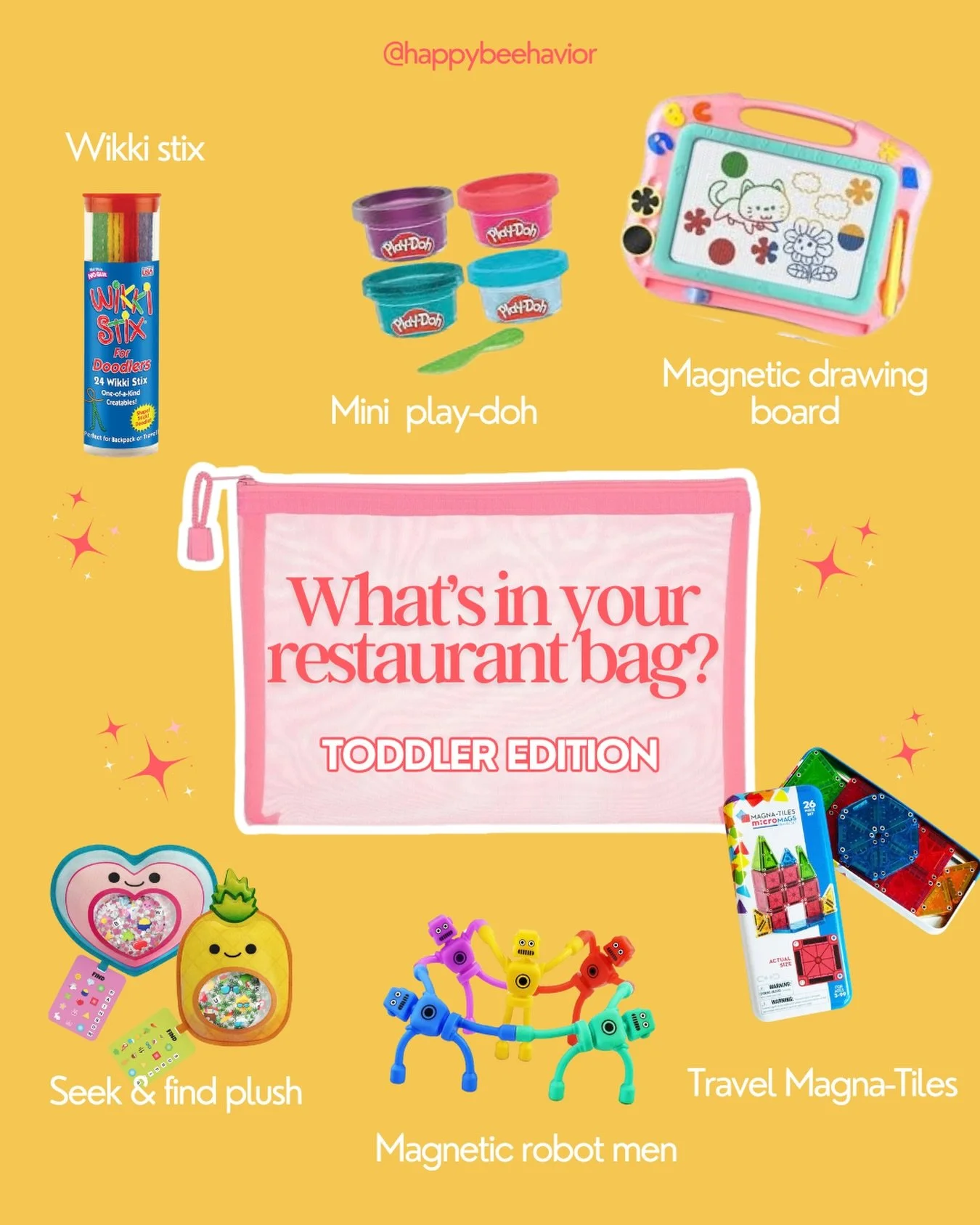 Hot take: toddlers don&rsquo;t need a screen at restaurants&hellip; they need ✨novelty✨

(But if you use one, no shame, same sometimes lol) 

Anyway! Get yourself a special outing bag!! Aka a bag that&rsquo;ll buy you time to eat while your food is s