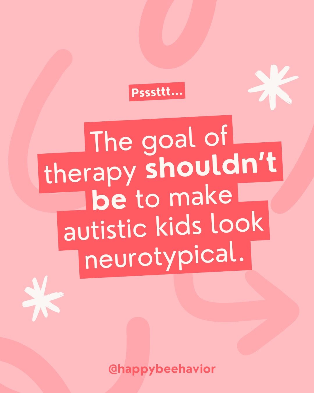 If your therapy provider&rsquo;s goal is to make your autistic child look neurotypical&hellip; run!! That&rsquo;s not support, that&rsquo;s erasure. 

Masking natural behaviors can lead to anxiety, burnout, and a loss of confidence &amp; kids deserve