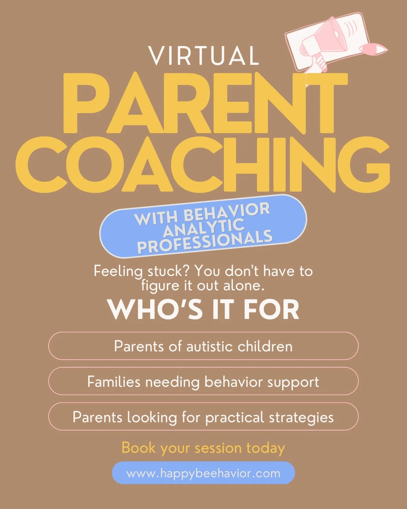 You don&rsquo;t have to figure it all out alone.

Our virtual parent coaching sessions offer personalized, neurodiversity-affirming support and practical strategies to help you navigate the everyday challenges of parenting. Whether you&rsquo;re worki