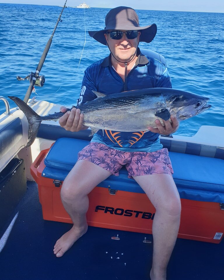 Tony landed his first ever tuna today and was very happy to achieve it. Father and sons bonding on a charter was a great day out fishing and a few quite ales relaxing. #magneticislandfishingcharters #thisismagneticisland #townsvilleshines #thisisquee
