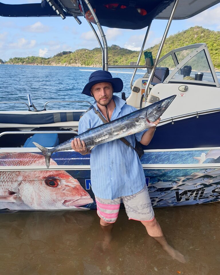 It's Wahoo time around Magnetic Island. 
Cameron landed this speedster which took of like a lightning bolt!  Very impressed and the crew was thrilled with excitement. Want in on the action call or message Dom on  0490 816 419 for information. #magnet