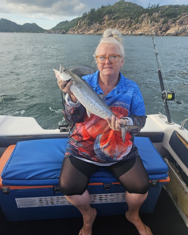 Lovely couple from McKay catching their first ever mackerel whilst sightseeing around Magnetic Island. See you in August, Michael and Ingrid. #magneticislandfishingcharters #fishingcharters #GreatBarrierReef #reeffish #reef #penn #pennfishing #thisis
