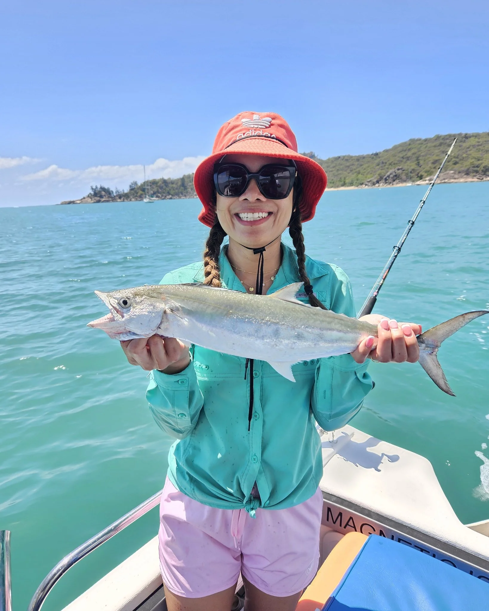 Pap caught her first ever mackerel. We also watched the Rescue team training with helicopter winching down personal on Orchard rocks. #magneticislandfishingcharters #thisismagneticisland #townsvilleshines #thisisqueensland