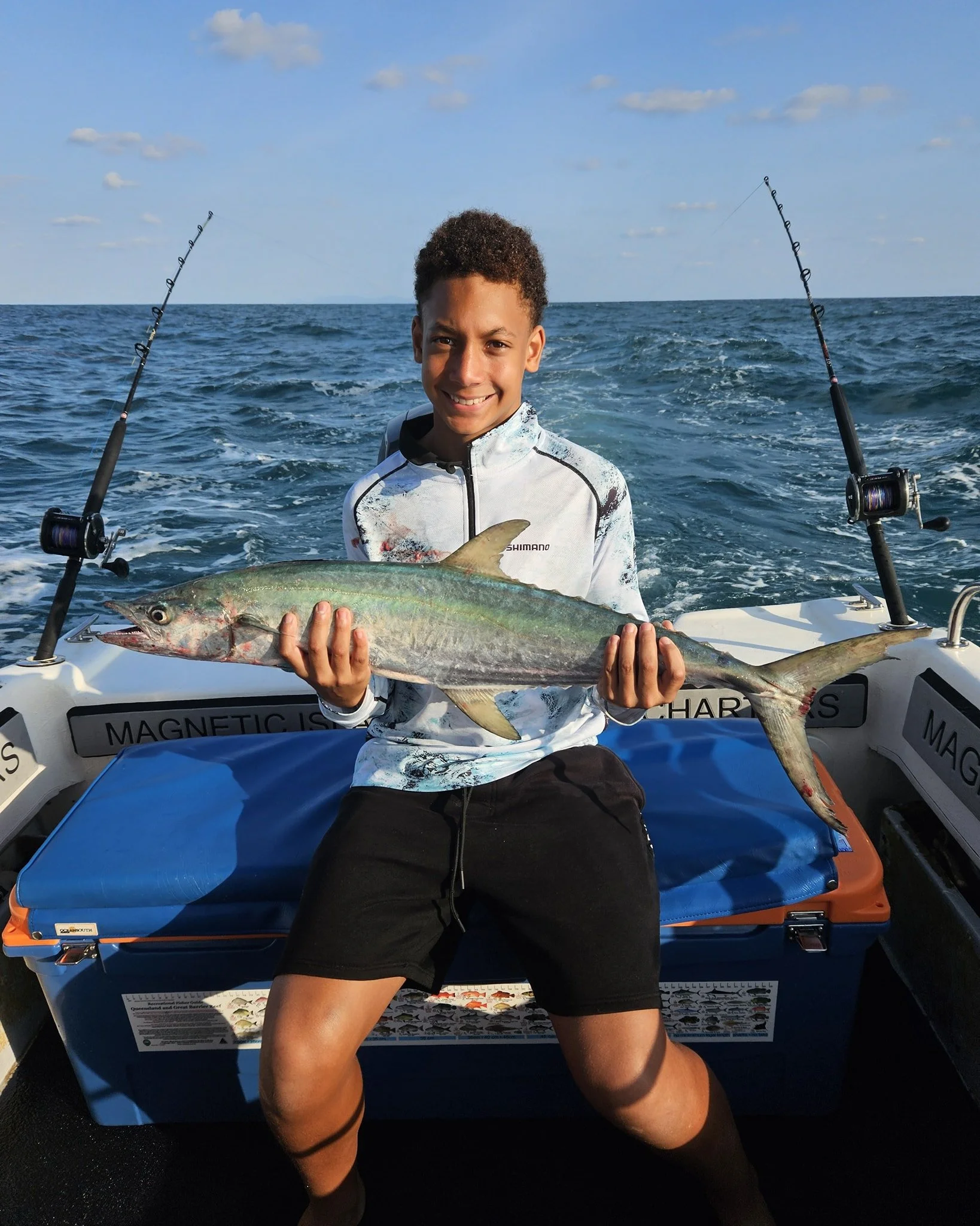 Young Xavier had a great day with Dad chasing Grey Mackerel, Nannygai, Coral Trout and Emperor. Happy birthday mate and he thought this Grey was catch of he day. Congratulations. #magneticislandfishingcharters #fishingcharters #GreatBarrierReef #reef