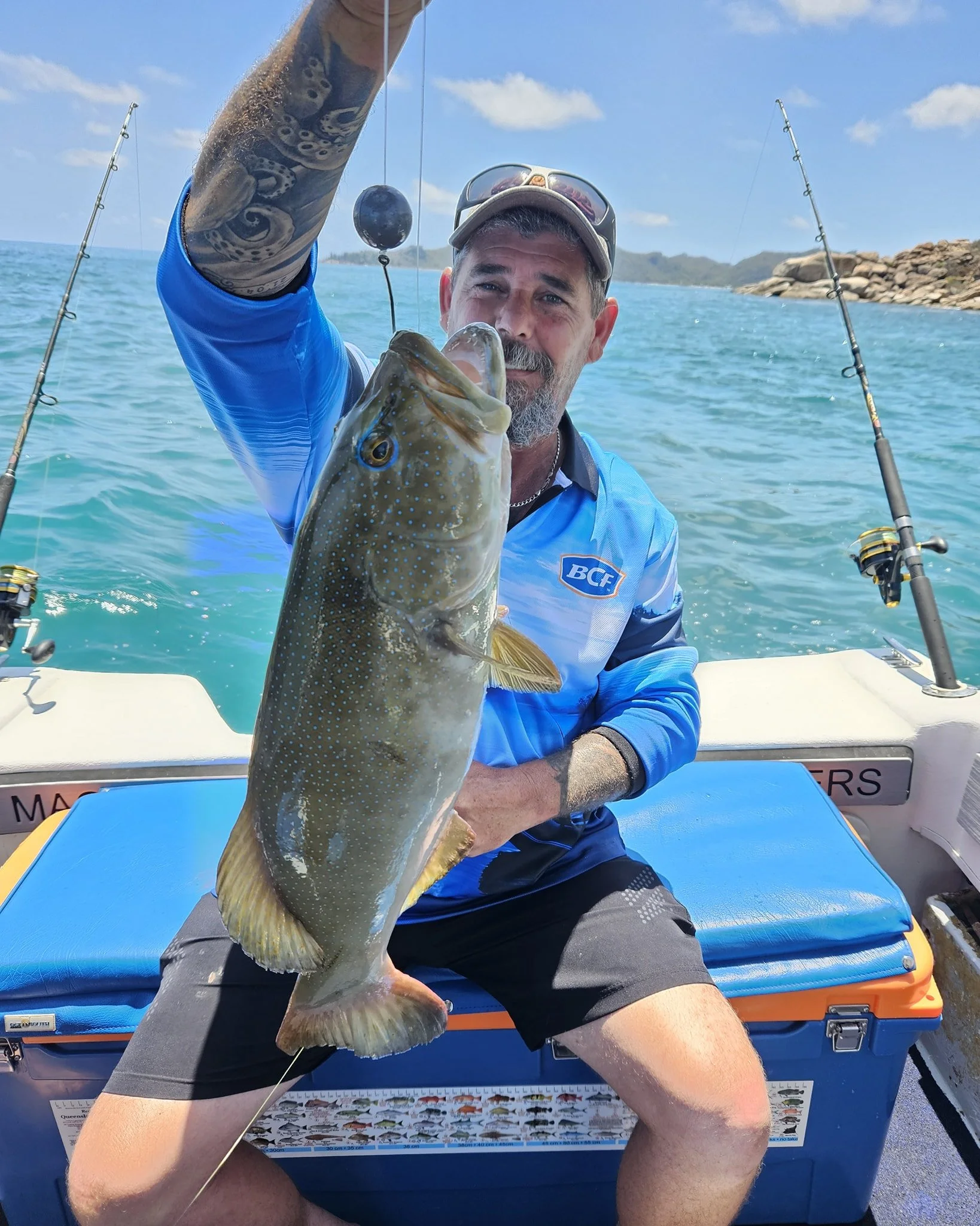 Bill with a beautiful Common Coral Trout caught around Magnetic Island. Normally we catch Bar-Cheeked Coral Trout so this one was very special. Well caught Bill and Happy birthday mate. #magneticislandfishingcharters #fishingcharters #GreatBarrierRee