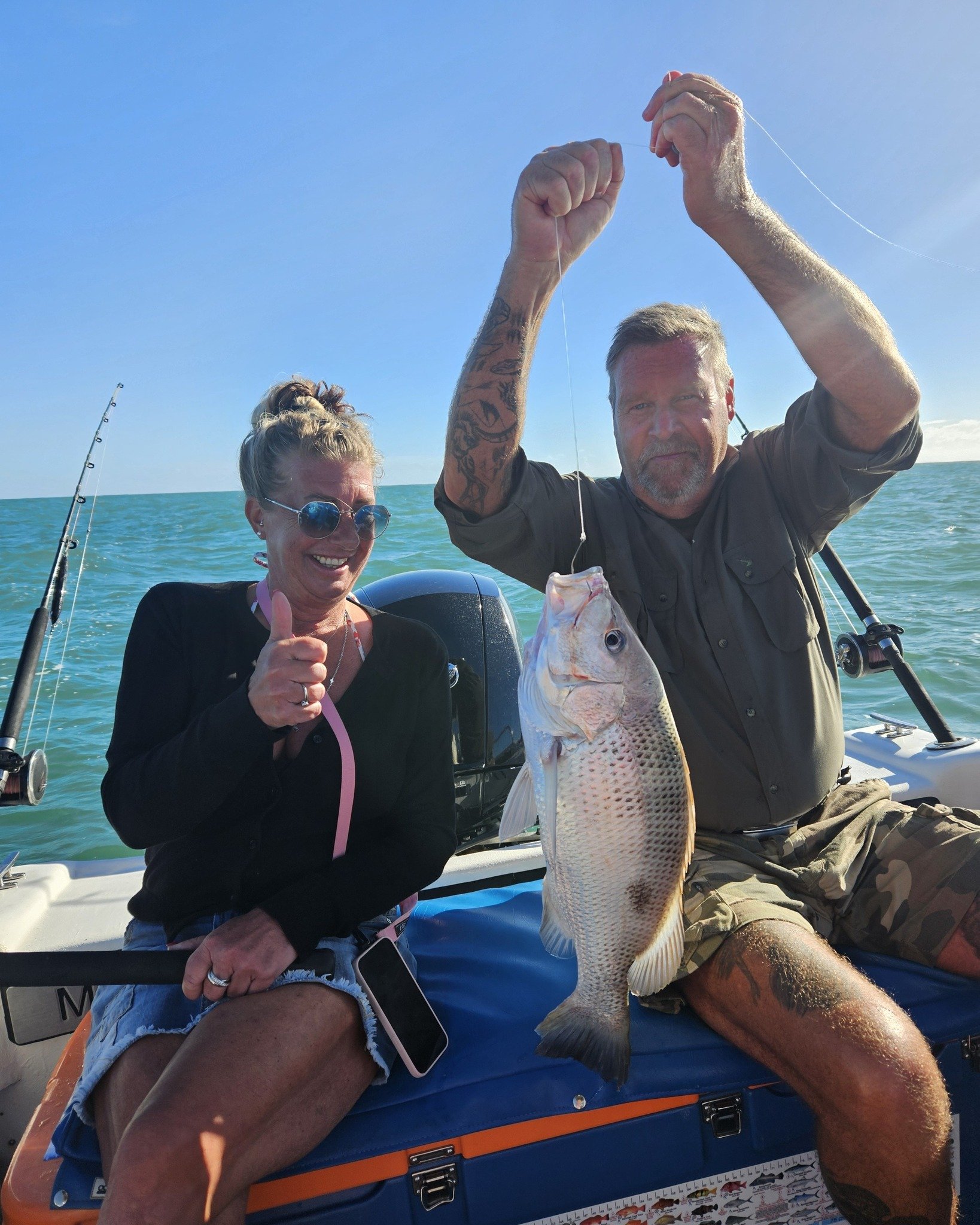A very nice couple from Denmark #magneticislandfishingcharters #lowrance #uglystick #mercuryoutboards #mercurymarine #halco #fishingcharters #GreatBarrierReef #reeffishing #reeffish #reef #pennfishing #penn #thisismagneticisland #townsvilleshines #th