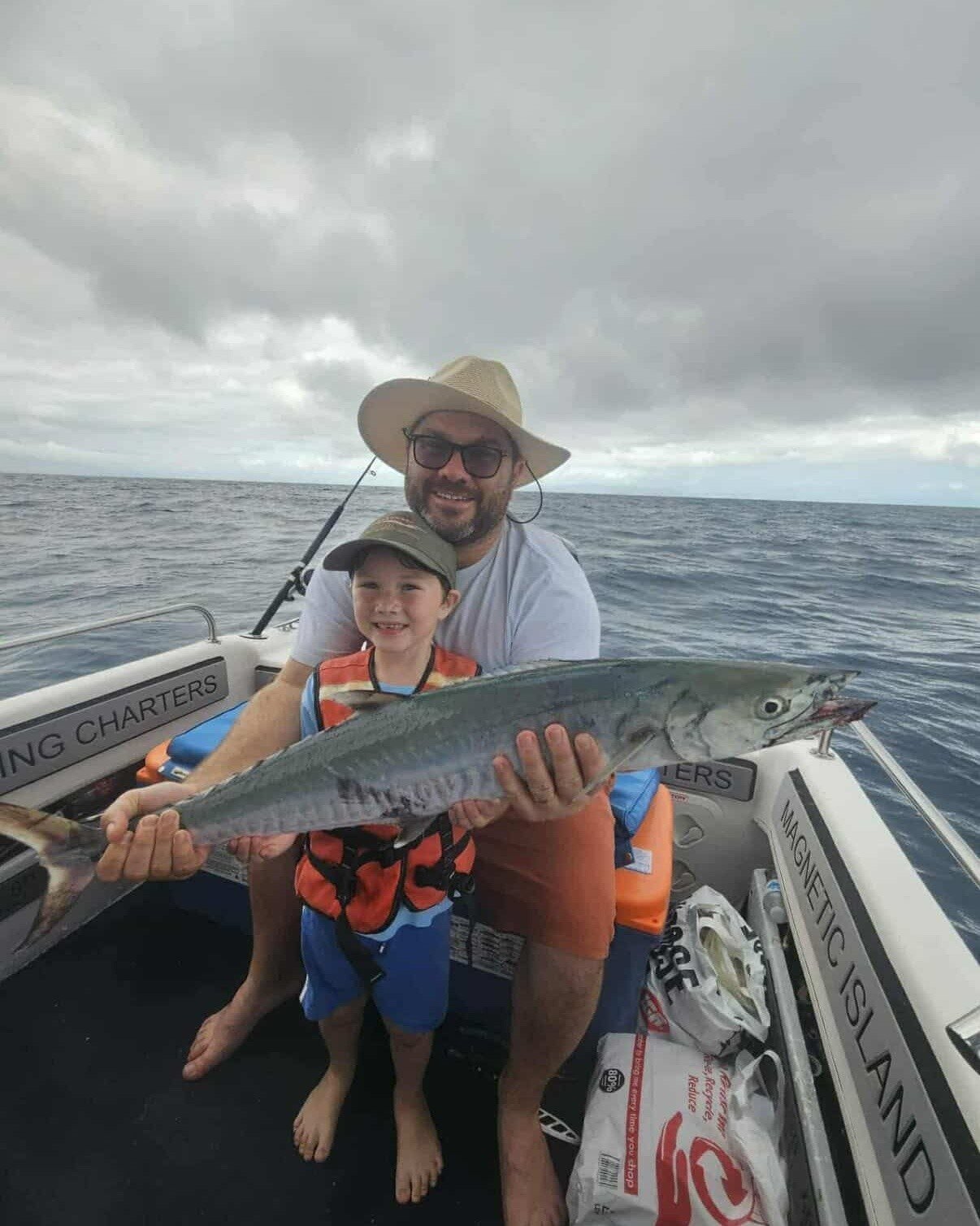 Wonderful day with father and son Ryan and Oscar fishing. Ryan caught a healthy Spanish Mackerel. It was a pleasure once again having you on board and I'm glad you all enjoyed yourselves. #magneticislandfishingcharters #spanishmackerel #fishingcharte